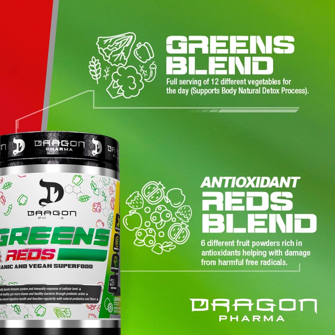 DRAGON PHARMA Greens and Reds, Over 23 Nutritious Superfoods, Reds and Vegetables, Optimal Health and Wellness (30 Servings, Original) DRAGON PHARMA buy supplements canada