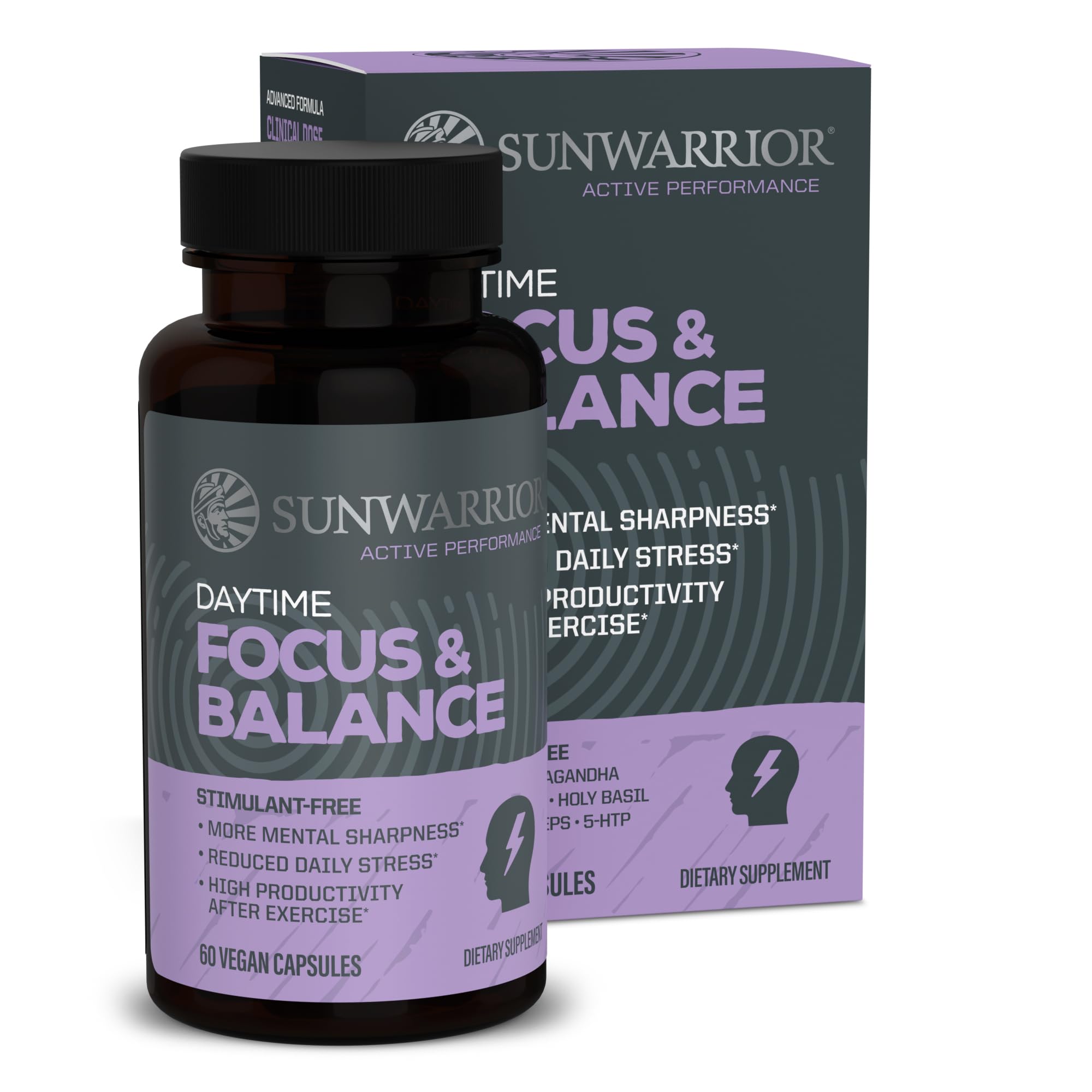 Ashwagandha, Rhodiola, Reishi & 5-HTP for Stress-Free Focus Active Focus & Balance Capsules Caffeine-Free Nootropic for Calm Energy & Mental Clarity, Mood & Immune Support 60 Vegan Capsules Sunwarrior buy supplements canada
