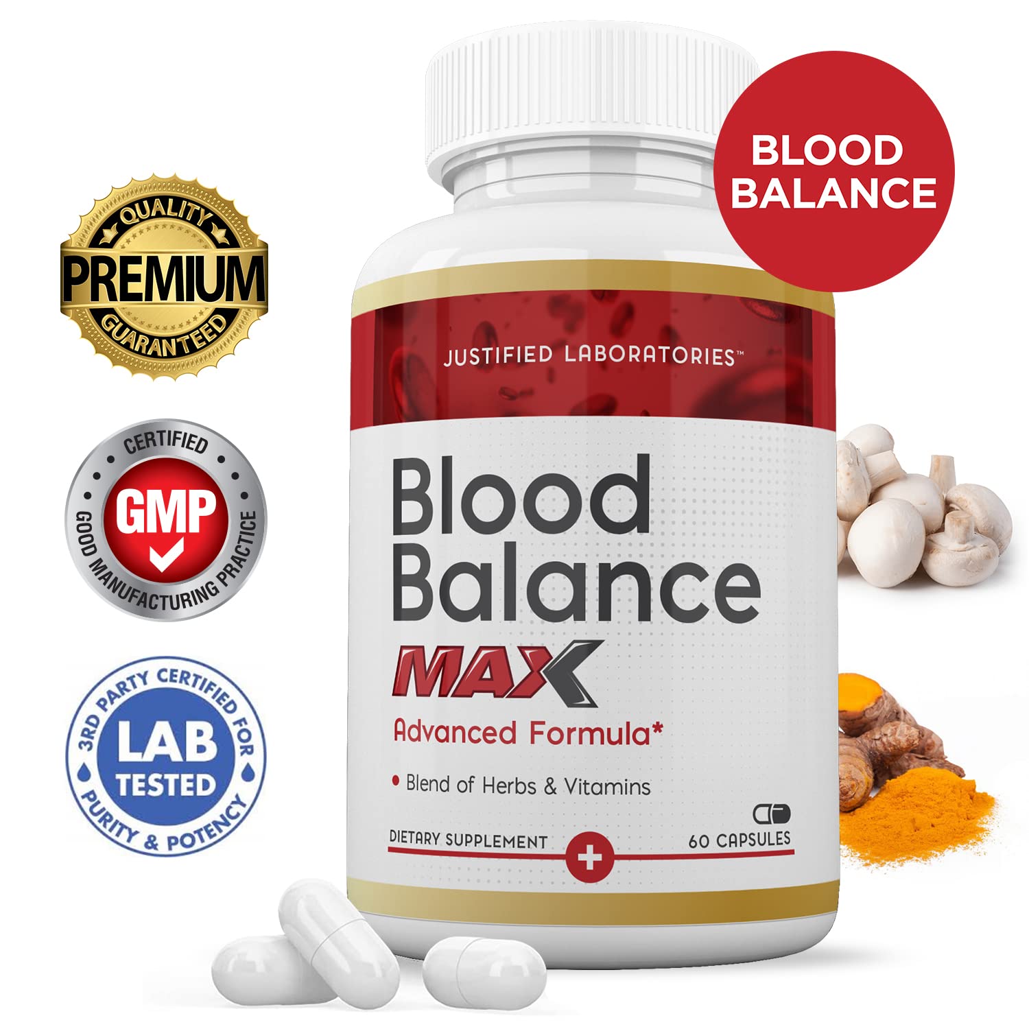 Justified Laboratories (3 Pack Blood Balance Max 1295MG Formula Supplement Pills Justified Laboratories buy supplements canada