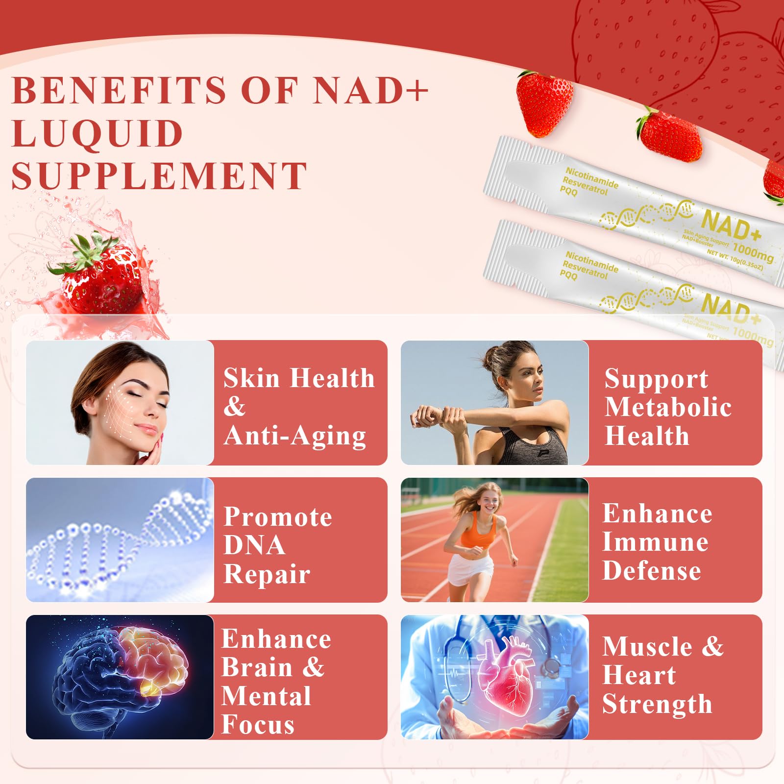 Healliance NAD+ Liquid Supplement 1000mg - Features Nicotinamide Riboside Resveratrol with PQQ for Targeted Healthy Aging and Cellular Energy Support, 30 Packets for Women and Men Healliance buy supplements canada