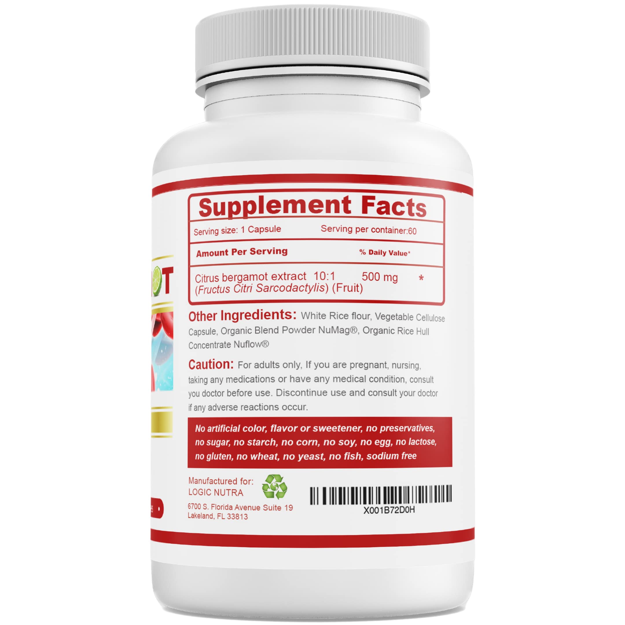Citrus Bergamot Supplement for High Cholesterol – 1000mg Citrus Bergamot Extract 10:1 (2 Caps) – Organic, Non-GMO, Patented Clinical Grade Bergamot Blend for Heart Health – 60 Capsules Logic Nutra buy supplements canada