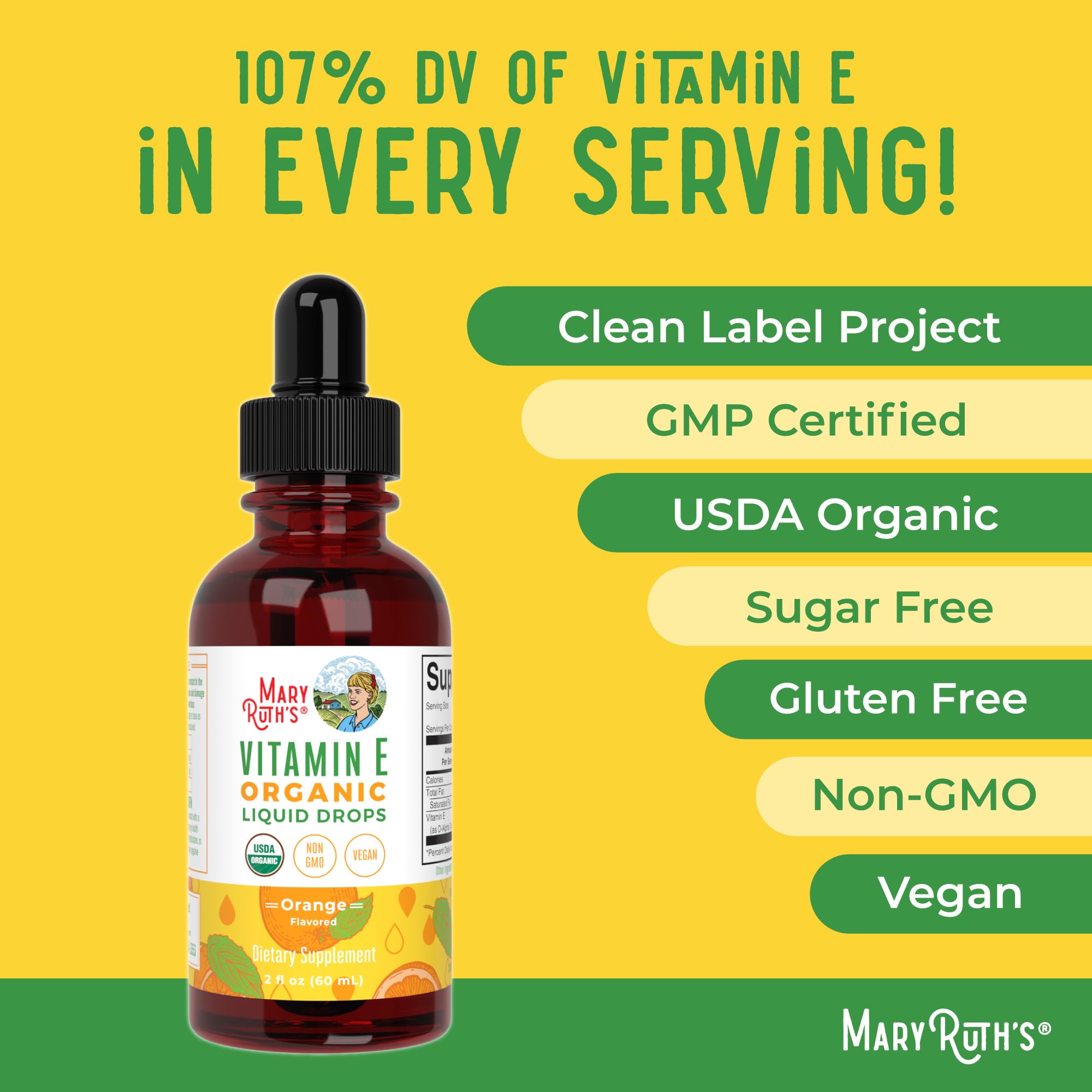 MaryRuth Organics USDA Vitamin E Liquid Drops 2 Month Supply | Bone and Joint Health | Cognitive Health for Adults and Kids | Sugar Free, Vegan, Non-GMO, Gluten Free | 2 Ounces MARYRUTH'S buy supplements canada