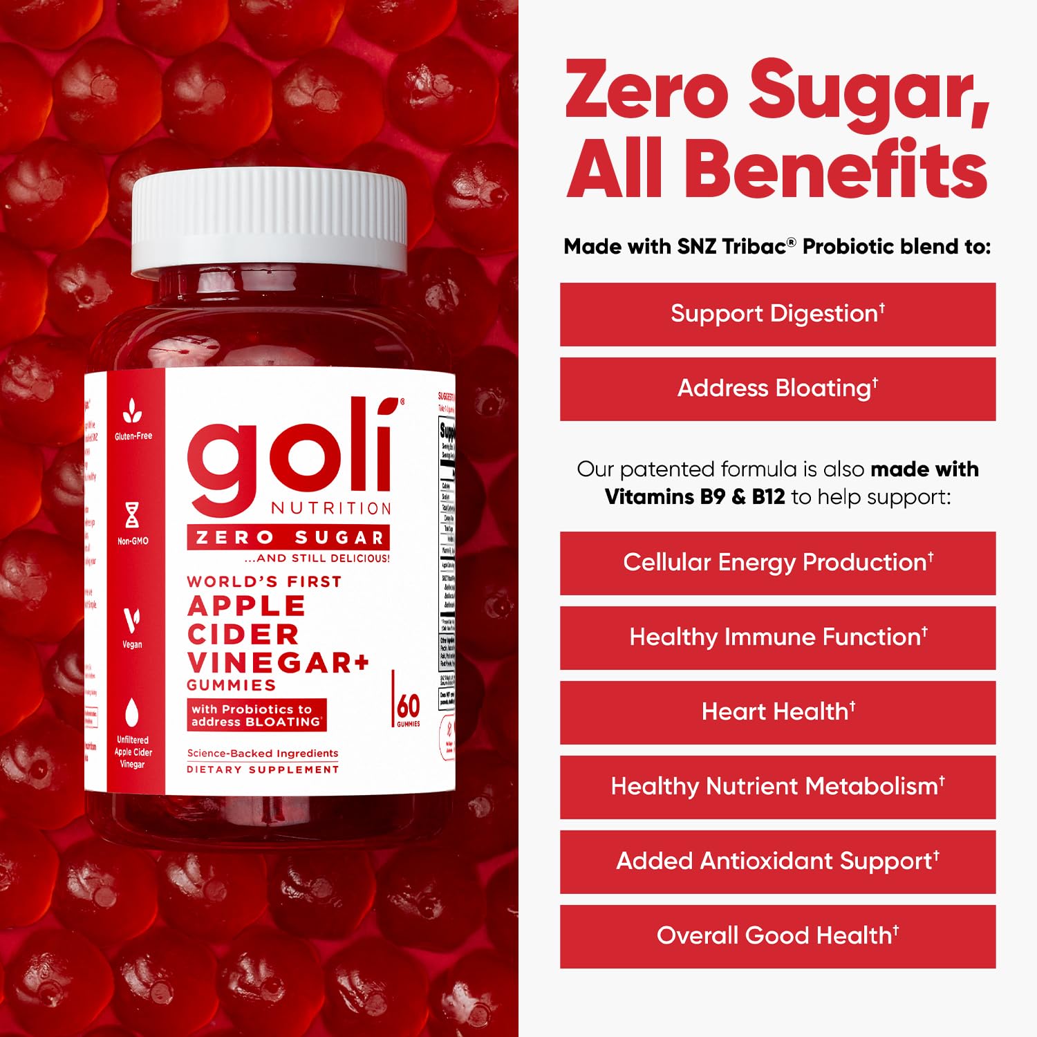 Goli Zero Sugar Apple Cider Vinegar Gummies - ACV with Vitamin B12 and Probiotics - No Sugar Alcohols - Vegan, Keto-Friendly, Gluten-Free Goli buy supplements canada