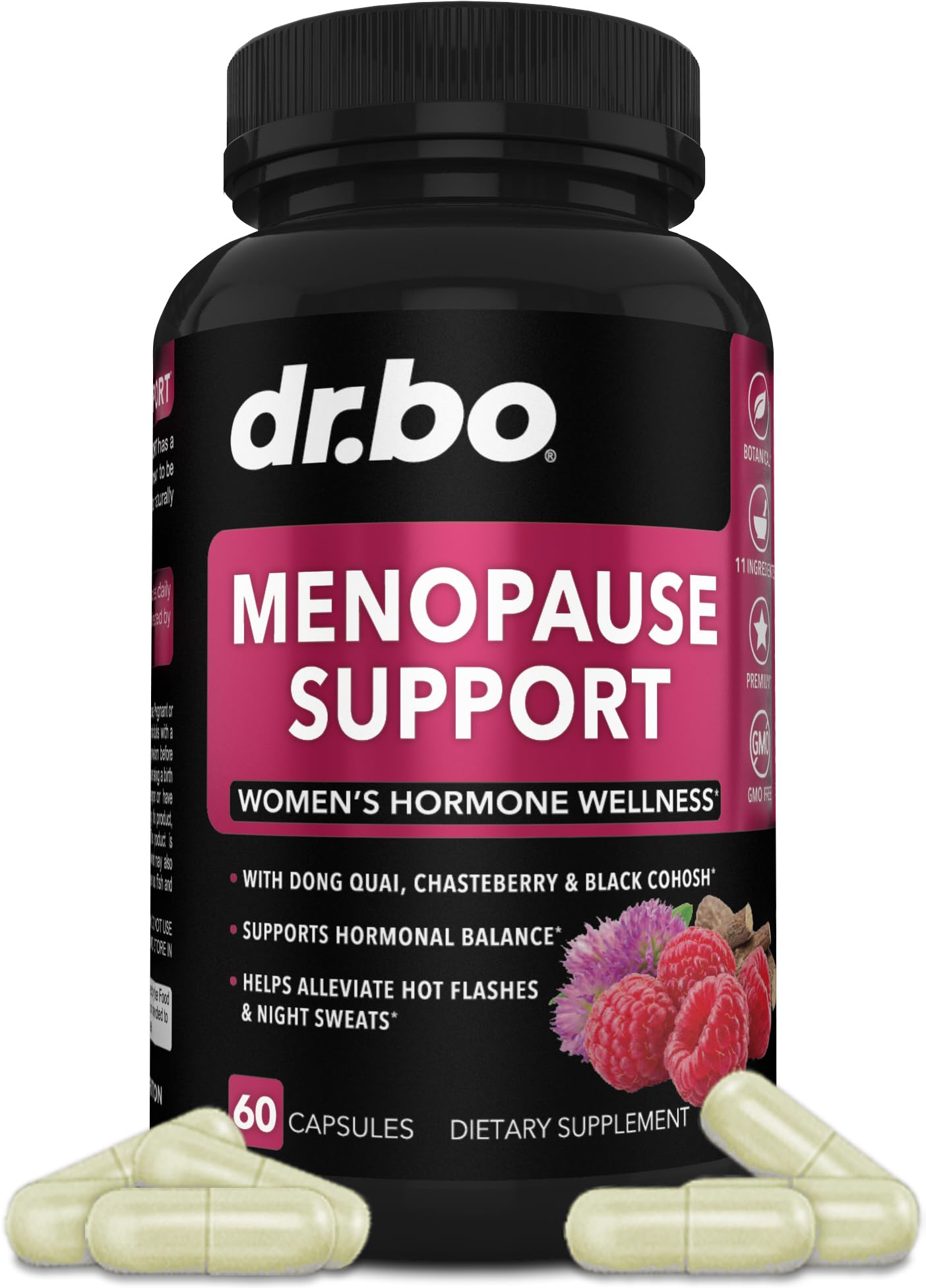 Menopause Supplements for Women Support Pills - Natural Menopause Relief for Hot Flashes, Night Sweats & Mood Swings with Dong Quai, Chasteberry & Black Cohosh - Hormone Balance for Women Supplement DR. BO buy supplements canada