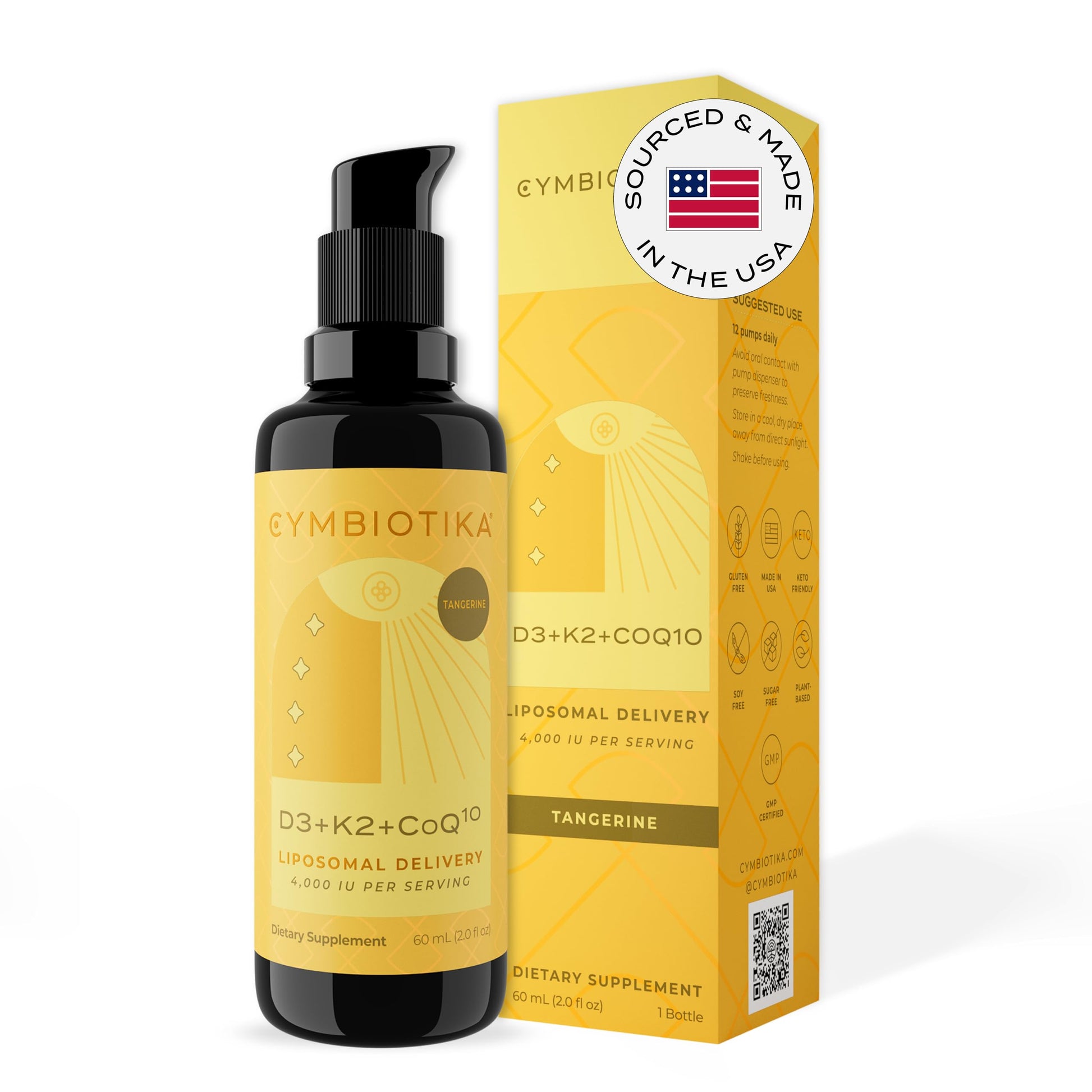 CYMBIOTIKA Vitamin D3 + K2 + CoQ10 Liquid, Vitamin D Supplement for Immune Support, Heart Health & Bone Health, Energy Booster, Liposomal Delivery, Vegan, Keto Ingredients, Tangerine Flavor CYMBIOTIKA buy supplements canada