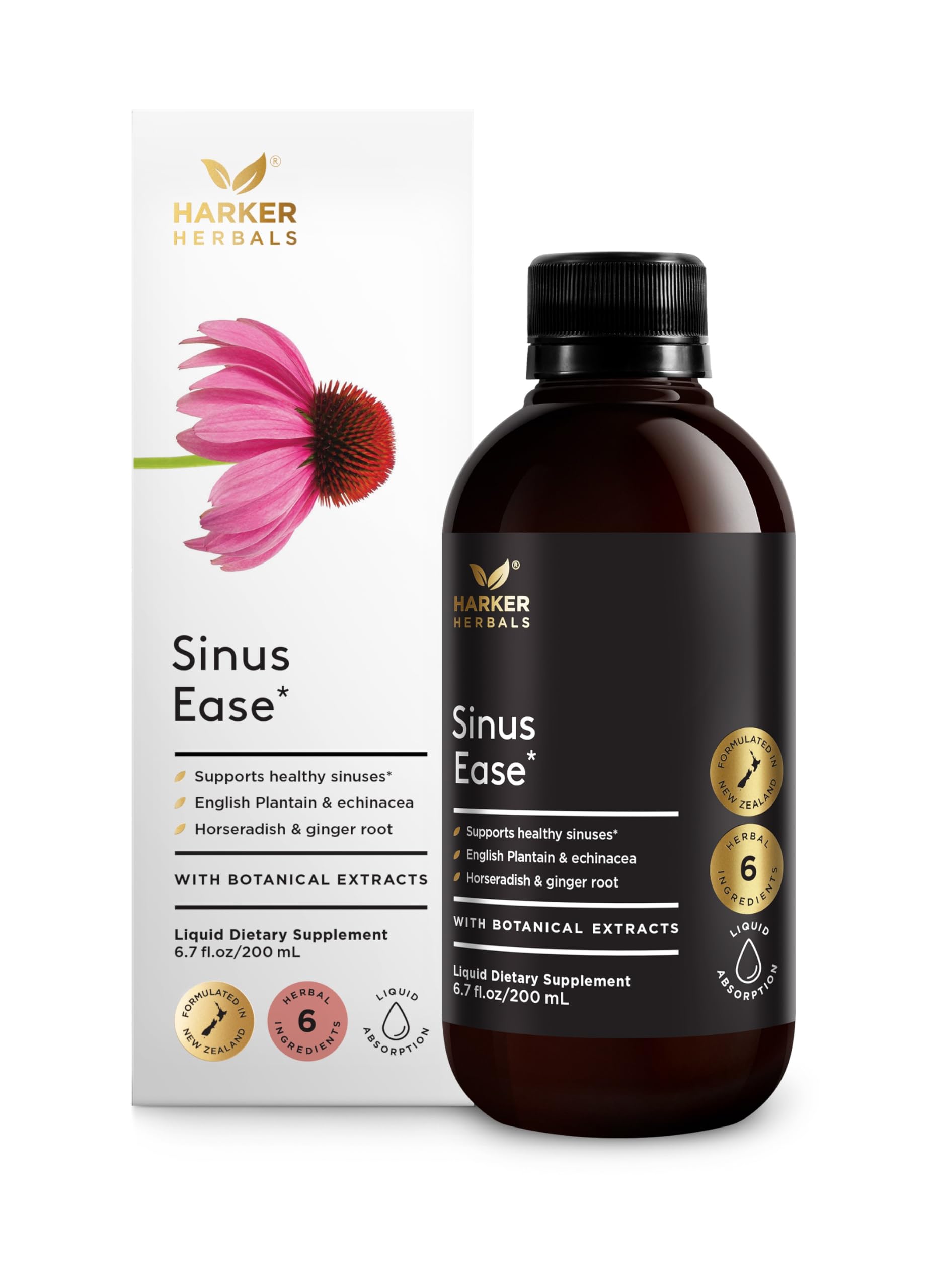 Harker Herbals Sinus Ease Syrup, Herbal Nasal Care for Runny Nose, Sinus Pressure, High Absorption, Herbal Flavor, Plant-Based - 6.7 Fl oz (40 Servings) Harker Herbals buy supplements canada