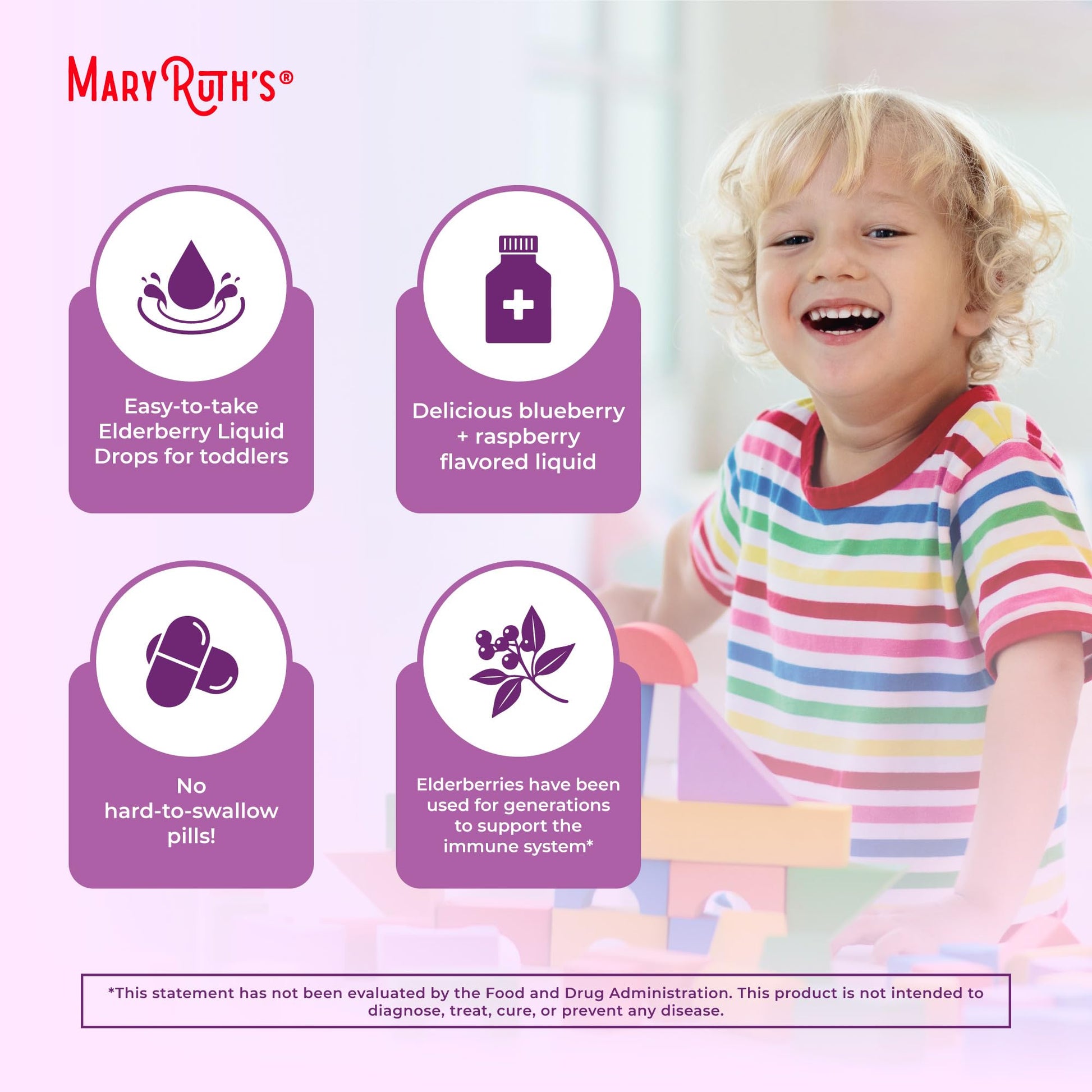 MaryRuth Organics Toddler Elderberry Syrup, USDA Organic Elderberry, Sugar Free Kids Immune Support Supplement for Ages 1-3 Years, Clean Label Project Verified®, Vegan, Non-GMO, Gluten Free, 1 Fl Oz MARYRUTH'S buy supplements canada