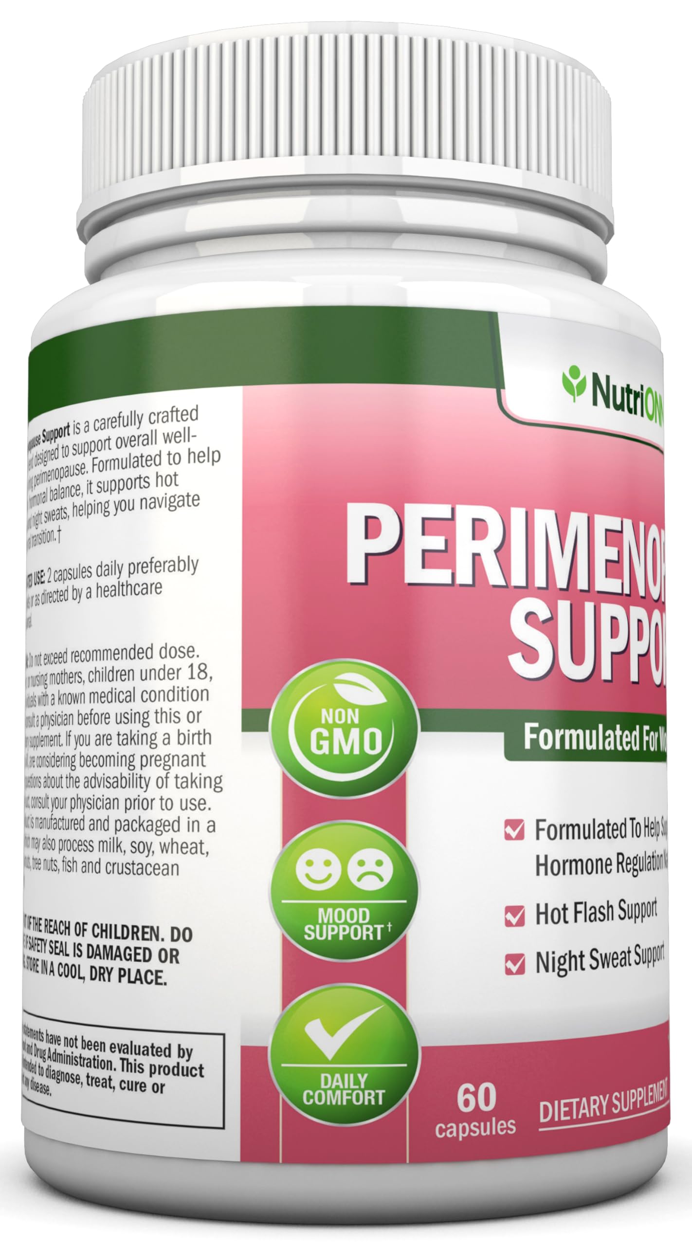 NutriONN Perimenopause Supplement for Women - Natural Support for Hot Flashes & Night Sweats - Improved Mood & Sleep - 11 Herbal Ingredients with Black Cohosh & Red Clover - Hormone Balance - Non-GMO NutriONN buy supplements canada