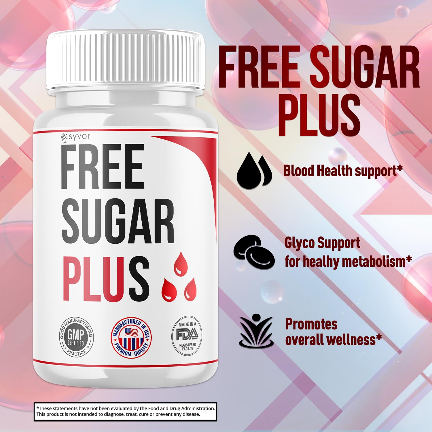 Free Sugar Plus Capsules, Official FreeSugar Plus Blood Health Support Pills With All Natural Ingredients, Free Sugar Plus Advanced Wellness Support with Premium Vitamins for Women & Men (60 Capsules) Syvor buy supplements canada
