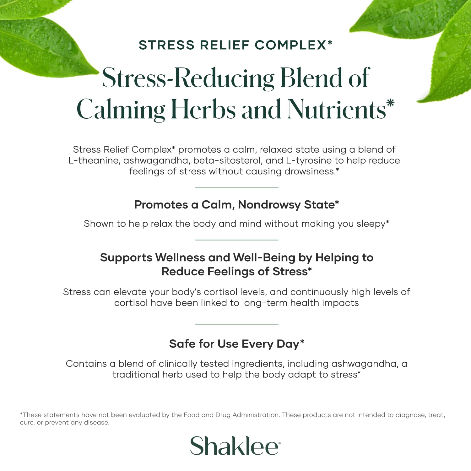 Shaklee - Stress Relief Complex - Calming Blend of L-theanine, Ashwagandha, Beta-sitosterol, and L-tyrosine - Promotes Relaxation without Drowsiness - 1 Caplet Daily - Adults Supplement - 30 Caplets Shaklee buy supplements canada