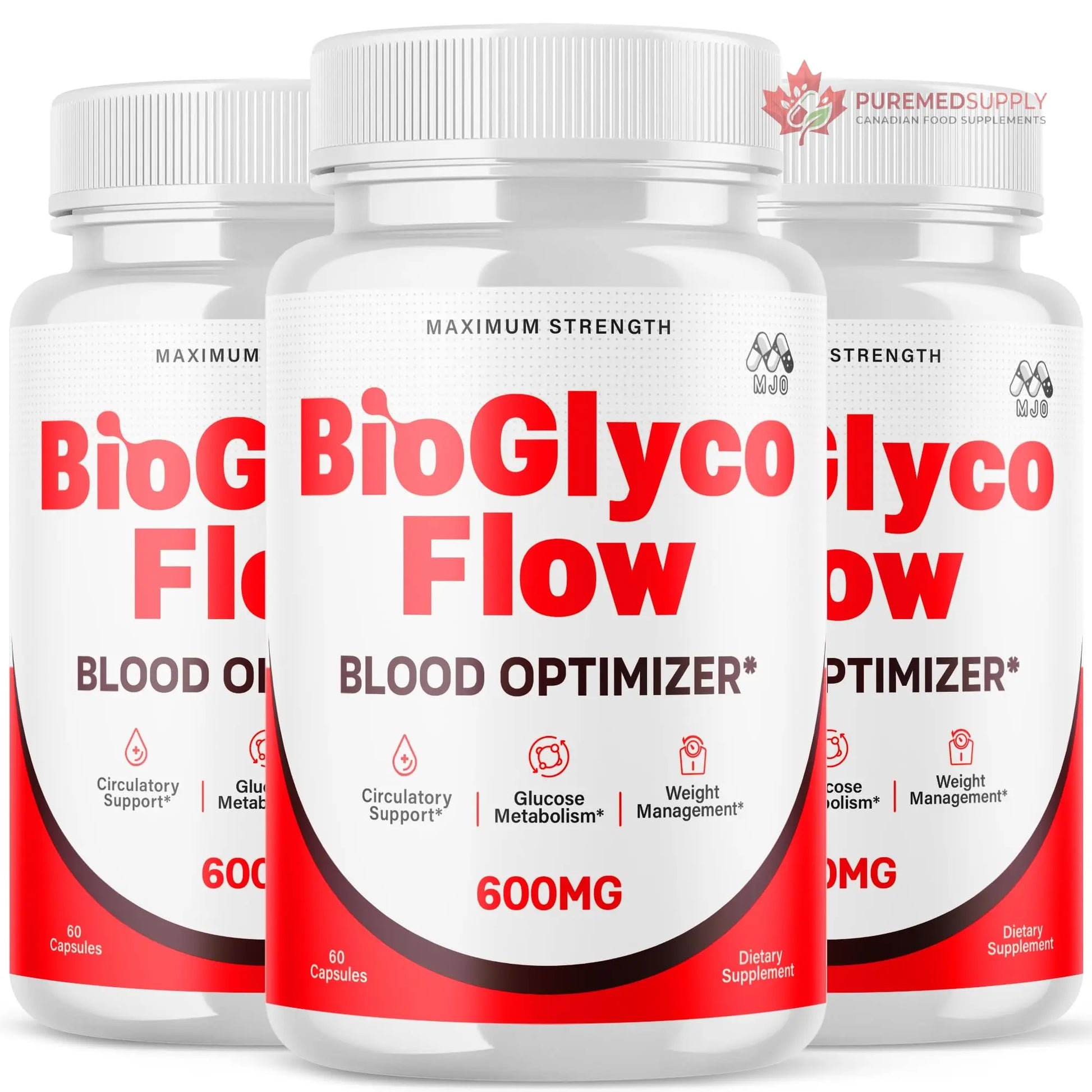 (3 Pack) BioGlyco Flow Blood Optimizer Capsules, Official BioGlyco Flow Pills with All Natural Ingredients, Advanced Health and Wellness Supplement with Maximum Strength Multivitamins (180 Capsules) MJO buy supplements canada