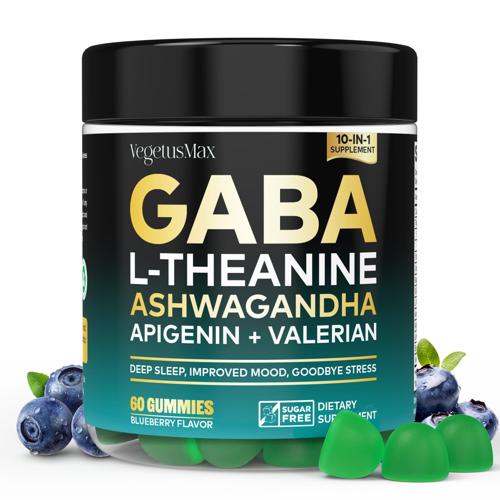 GABA L-Theanine Gummies, Sugar-Free Calm Gummies with L-Theanine, Ashwagandha,Valerian Root,Magnesium | Support Sleep,Stress Relief & Relaxation | GABA Supplement for Adult- Blueberry Flavor VEGETUSMAX buy supplements canada