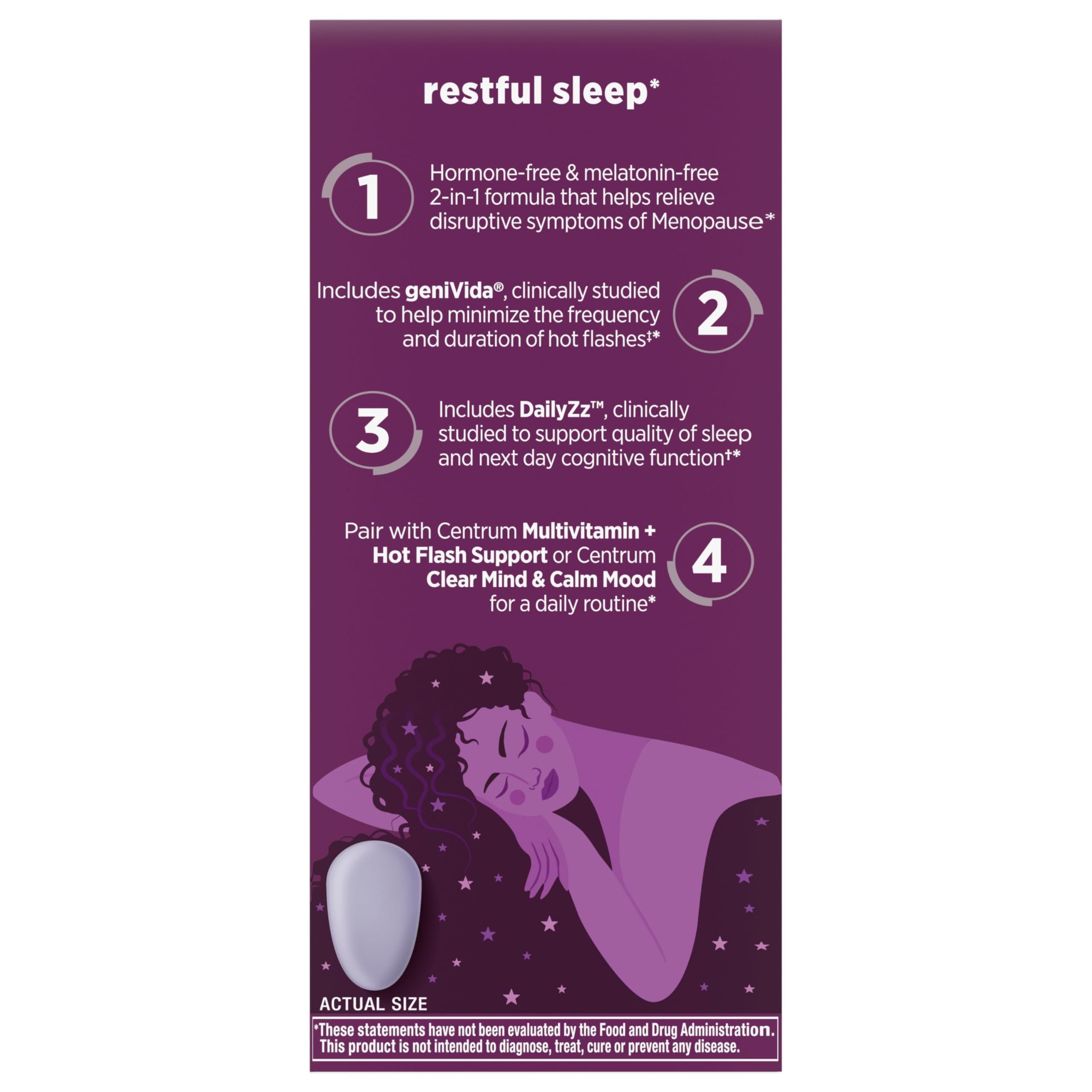 Centrum Restful Sleep Menopause Support Tablets, Supplement with Clinically Studied DailyZz and geniVida, 28 Count Centrum buy supplements canada