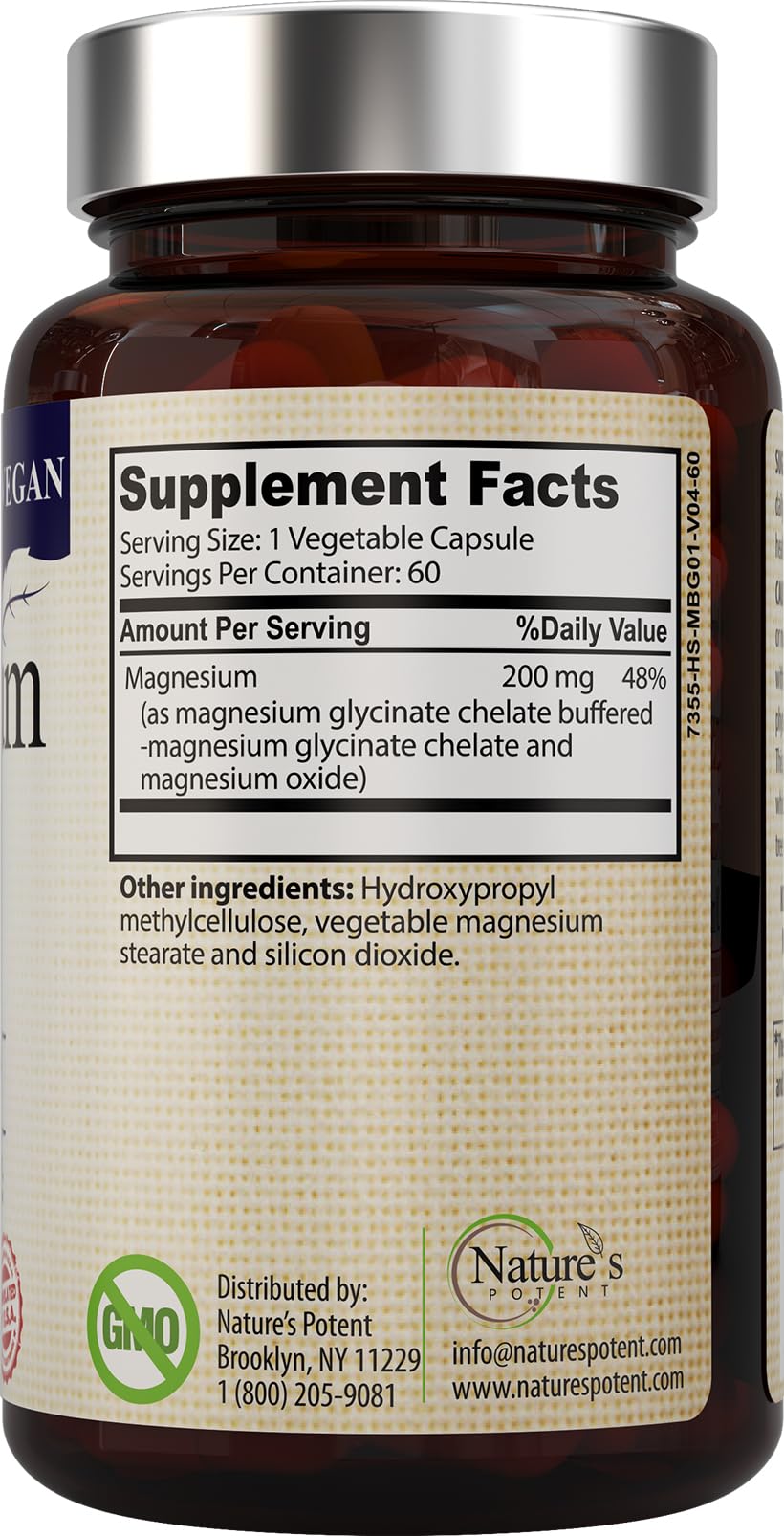 Nature’s Potent Magnesium Glycinate 200mg | High Absorption Chelated Magnesium | Sleep, Calm & Muscle Cramp Support | Vegan Supplement | 60 Capsules Nature's Potent buy supplements canada