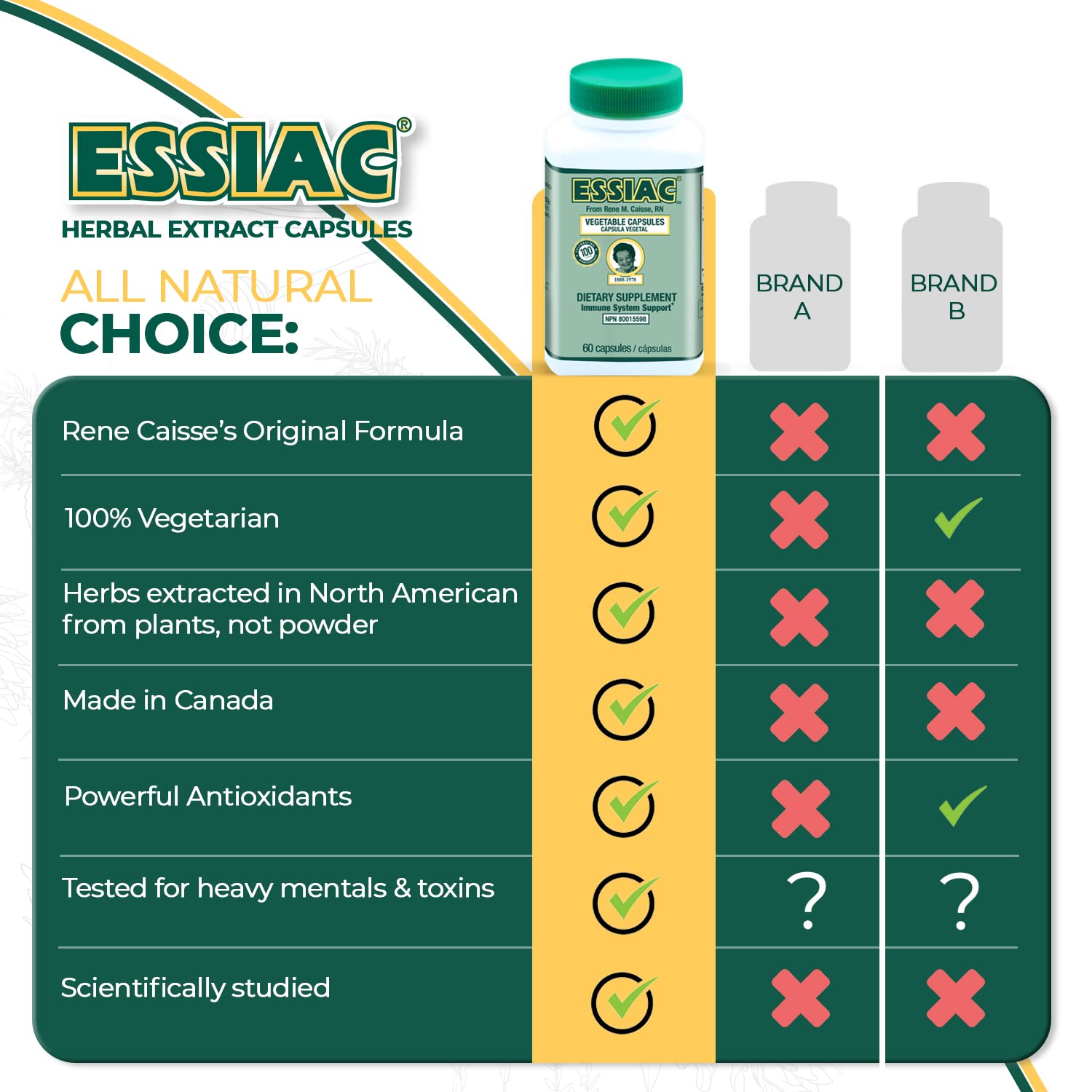 ESSIAC Tea All-Natural Herbal Extract Capsules – 60 Capsules | Powerful Antioxidant Blend to Help Promote Overall Health & Well-Being | Original Formula Since 1922 Essiac buy supplements canada