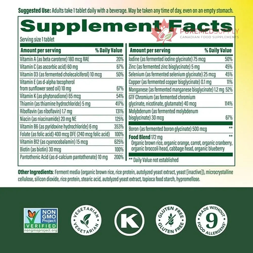 MegaFood One Daily Iron Free Multivitamin - Multivitamin for Women and Men - with Real Food - Immune Support Supplement - Bone Health - Energy Metabolism - Vegetarian; Non-GMO; No Iron - 60 Tablets MegaFood buy supplements canada