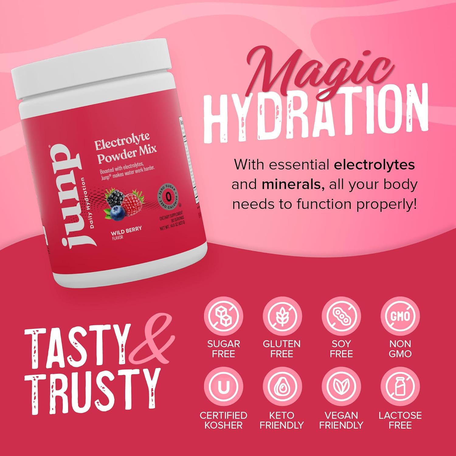 JUNP Electrolytes Powder No Sugar No Carbs, Wild Berry Fruit Flavor Keto Electrolyte Drink Mix - Potassium & Salt Hydration Powder Electrolytes, Zero Calorie Sugar Free Electrolyte Powder, 90 Servings JUNP buy supplements canada