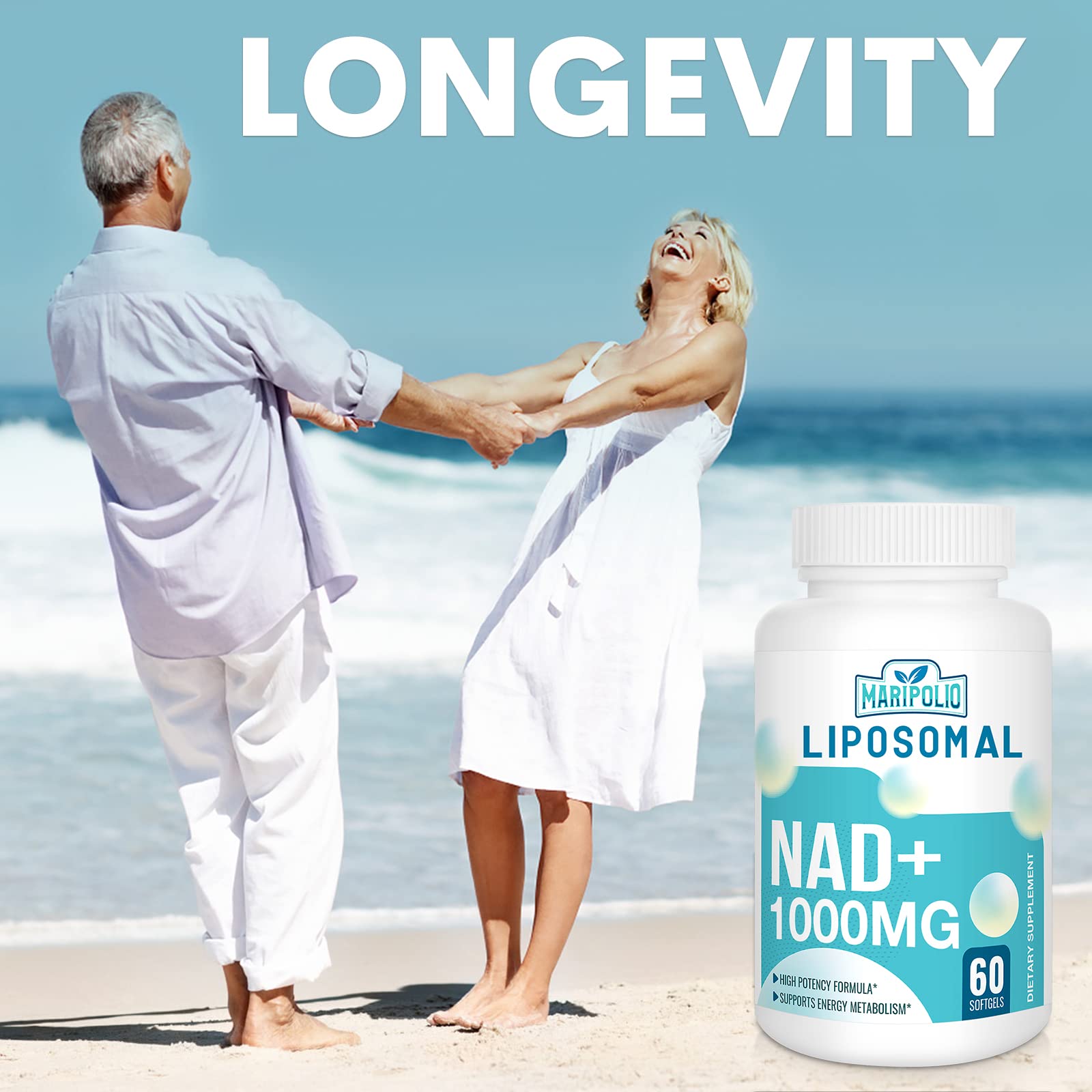 Maripolio Liposomal NAD+ 1000 mg Supplement | High Bioavailability Liposomal Delivery | Cellular Energy & Wellness Support | Pure NAD+ Dietary Supplement for Men,Women, 60 Softgels Maripolio buy supplements canada