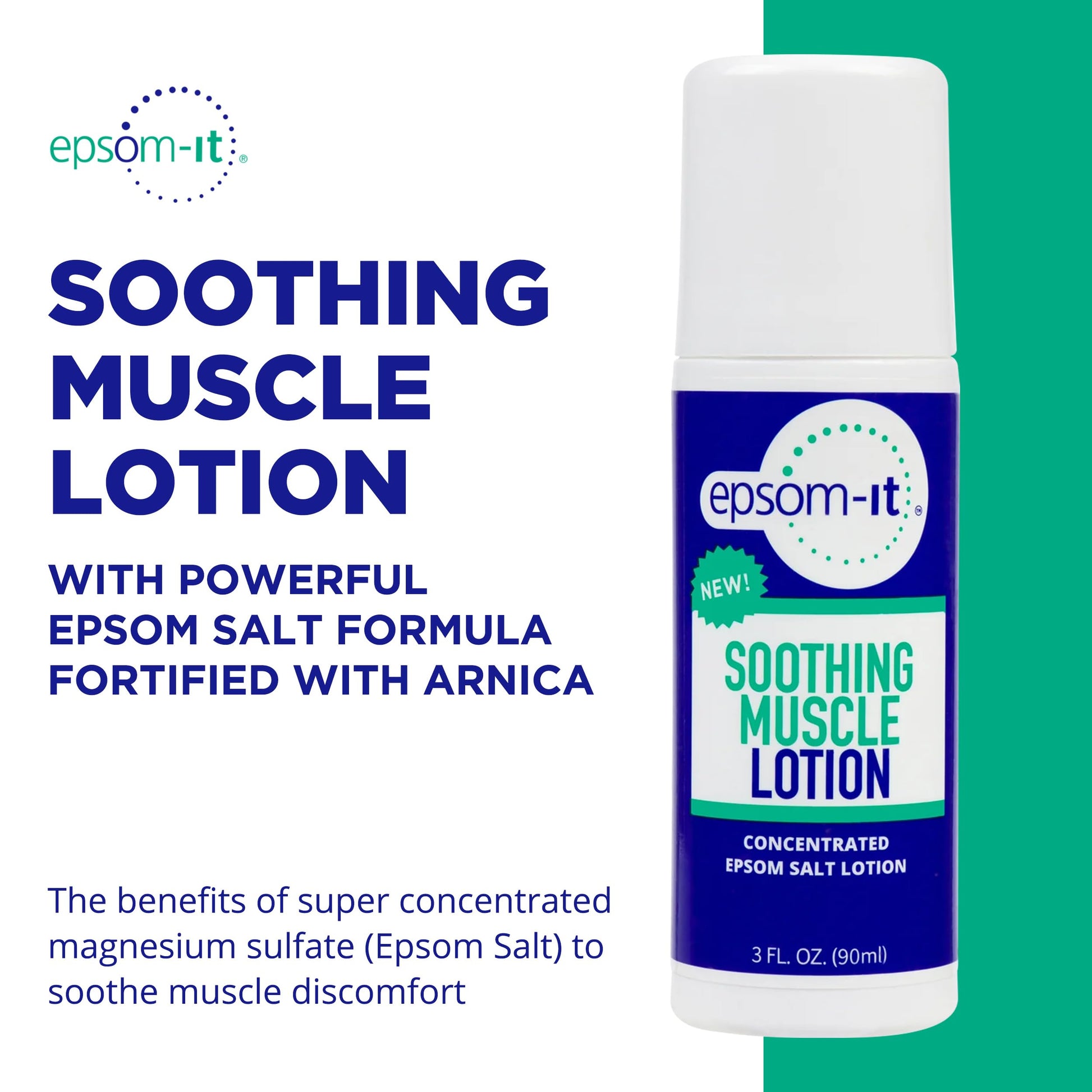 EPSOM-IT Soothing Muscle Lotion - Roll On Epsom Salt Lotion with Arnica for Muscle Stiffness, Leg, Knees and Feet Discomfort, Topical Magnesium Cream, 3oz, 2-Pack EPSOM-IT buy supplements canada
