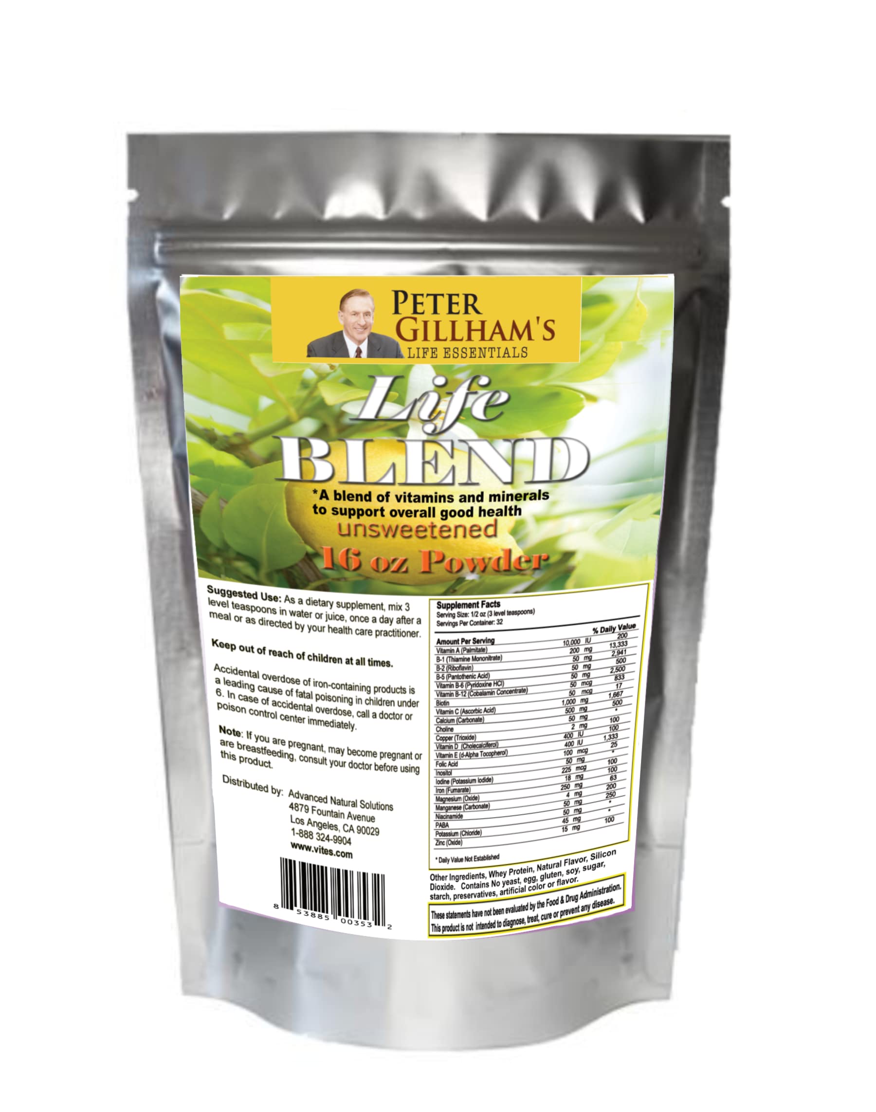 Peter's Choice Life Blend, 16oz, Multivitamin & Mineral Powder, Unsweetened, 32 Servings per Container. Made in The USA Peter's Choice buy supplements canada
