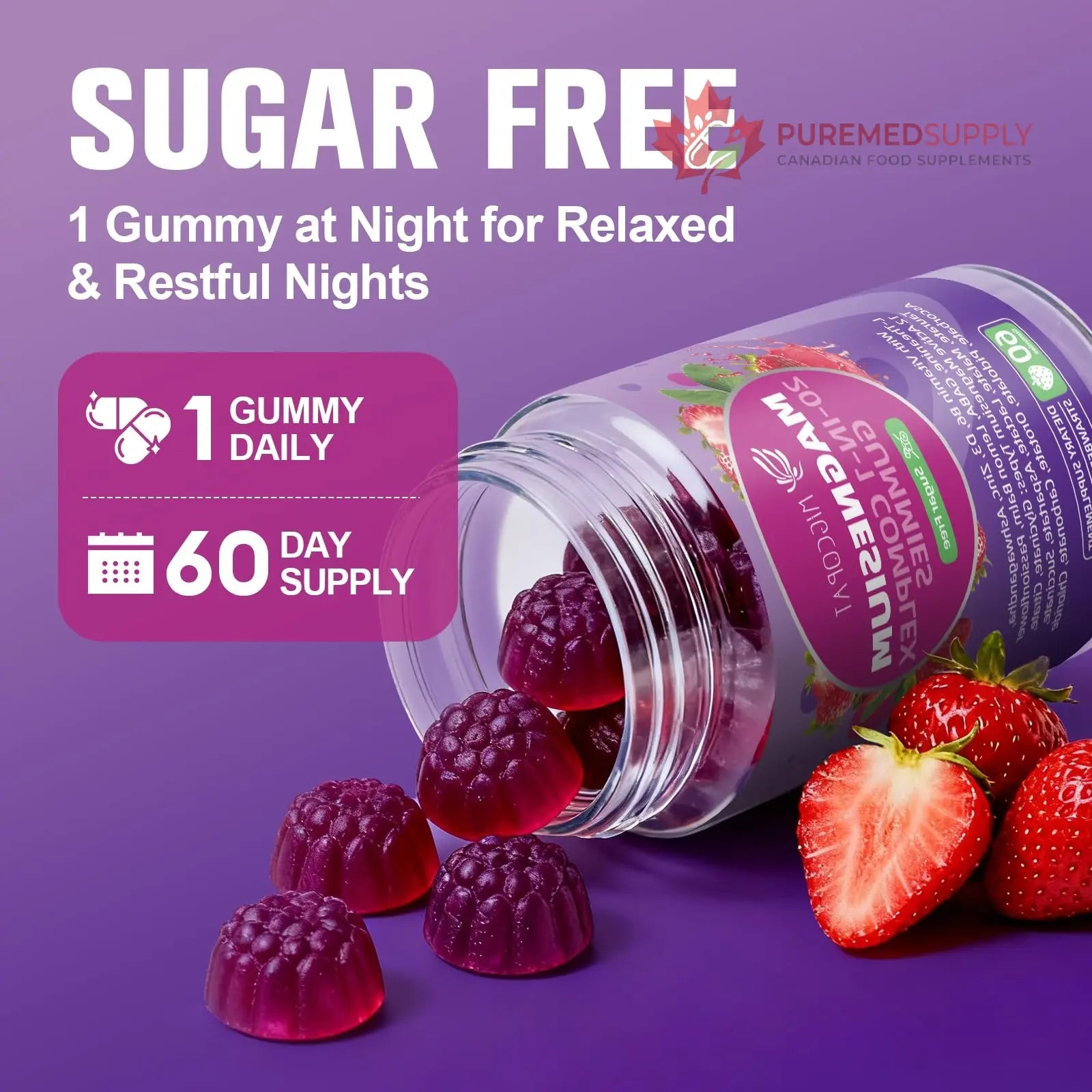 Migcopat Magnesium Complex Gummies, 20 in 1 Magnesium Gummy with Glycinate Citrate Malate Taurate - Ashwagandha, L-Theanine, D3&Zinc for Relaxation, Sleep, Muscle&Heart Support, Strawberry, 60 Cts Migcopat buy supplements canada