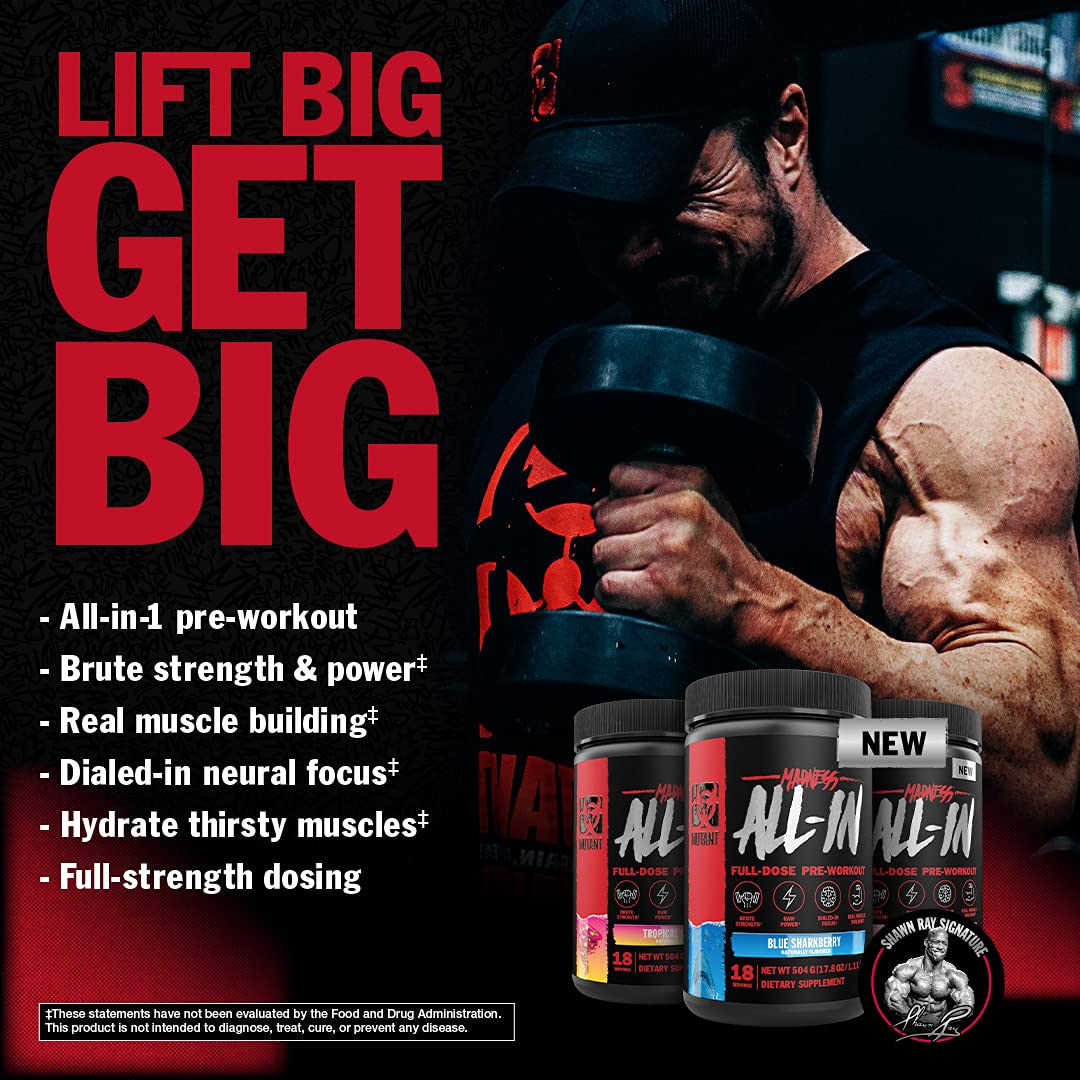 Mutant Madness All-in | Full Dosed Pre-Workout - Tropical Cyclone - 18 Serving - 504 g Mutant buy supplements canada
