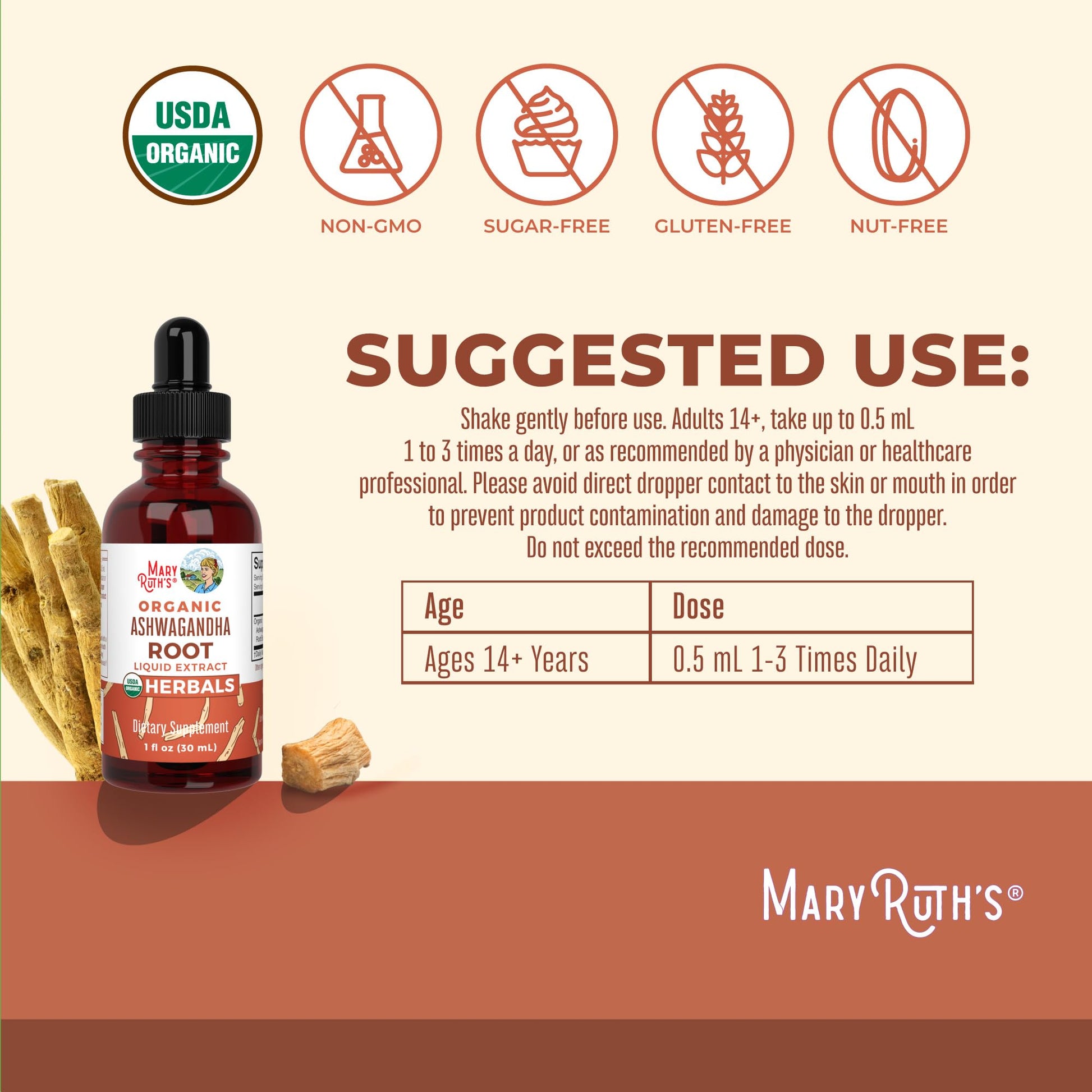 MaryRuth Organics Ashwagandha Root | USDA Organic Ashwagandha Liquid Drops | Stress Relief, Natural Calm, Relaxation and Mood Support Supplement | Adaptogenic | Nervine | Vegan | Non-GMO | 60 Servings MARYRUTH'S buy supplements canada