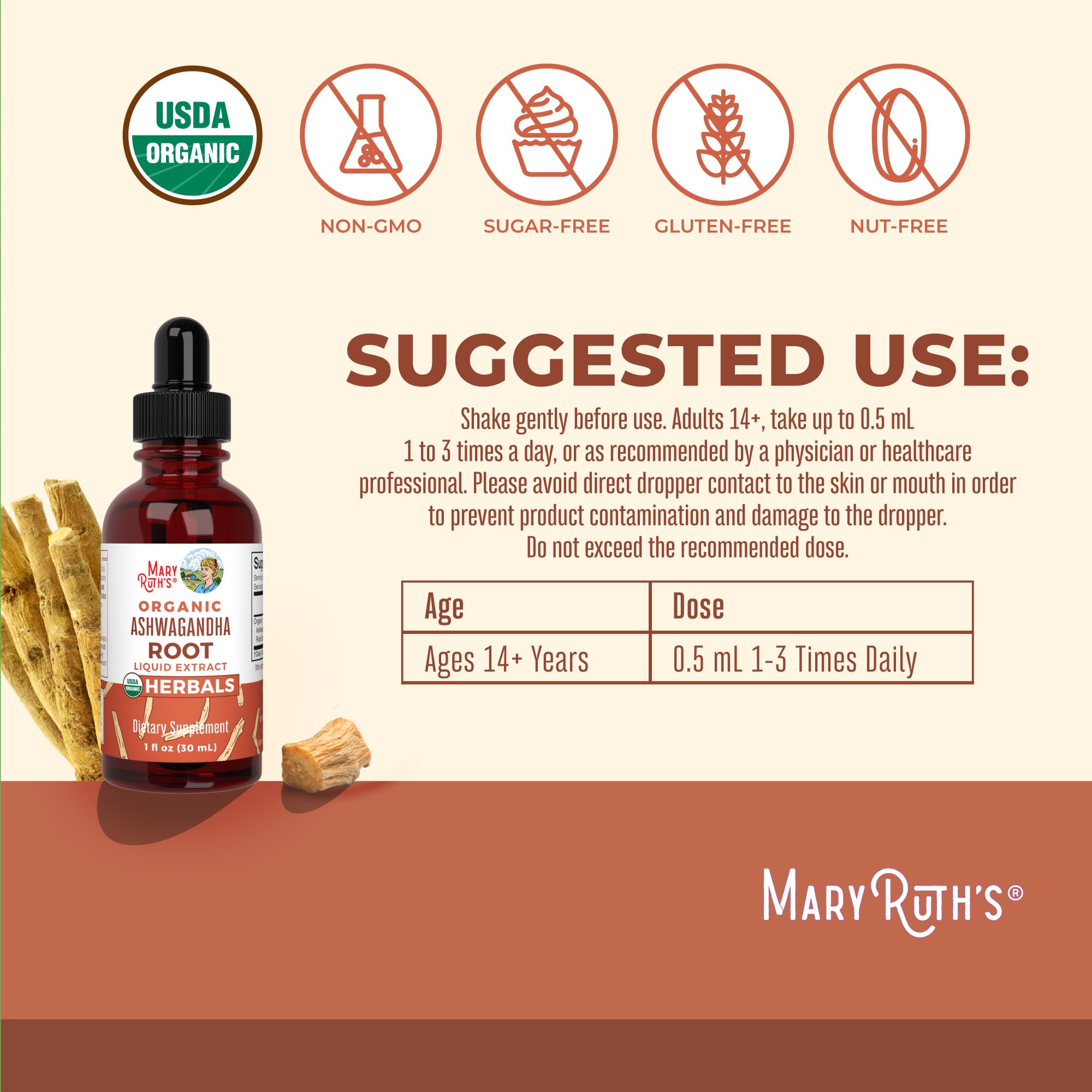 MaryRuth Organics Ashwagandha Root | USDA Organic Ashwagandha Liquid Drops | Stress Relief, Natural Calm, Relaxation and Mood Support Supplement | Adaptogenic | Nervine | Vegan | Non-GMO | 60 Servings MARYRUTH'S buy supplements canada