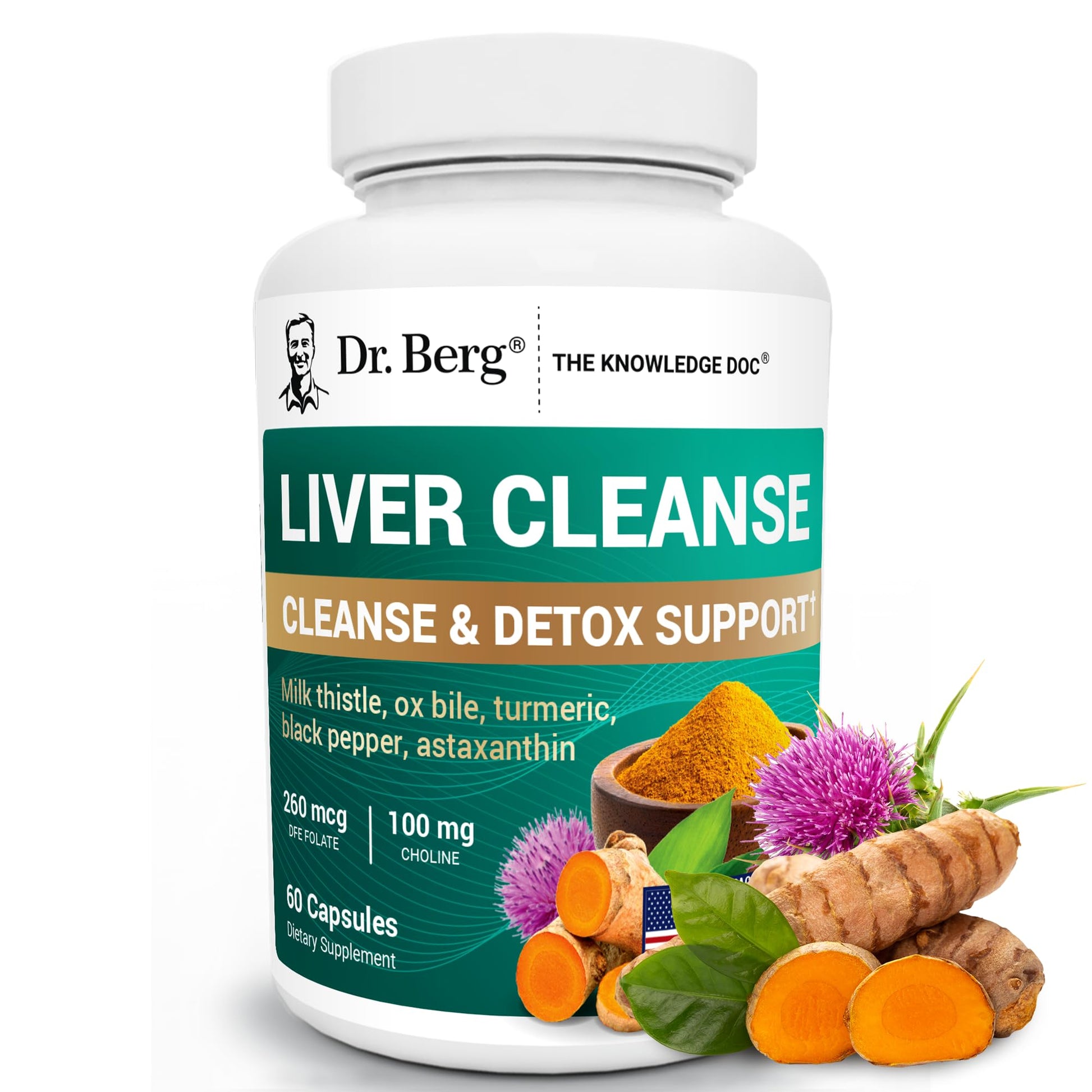 Dr. Berg Liver Cleanse Detox Capsules w/Unique Blend of Milk Thistle, Ox Bile & Folate - Liver Supplement Includes Turmeric, Black Pepper & Choline - 60 Capsules Dr. Berg Nutritionals buy supplements canada