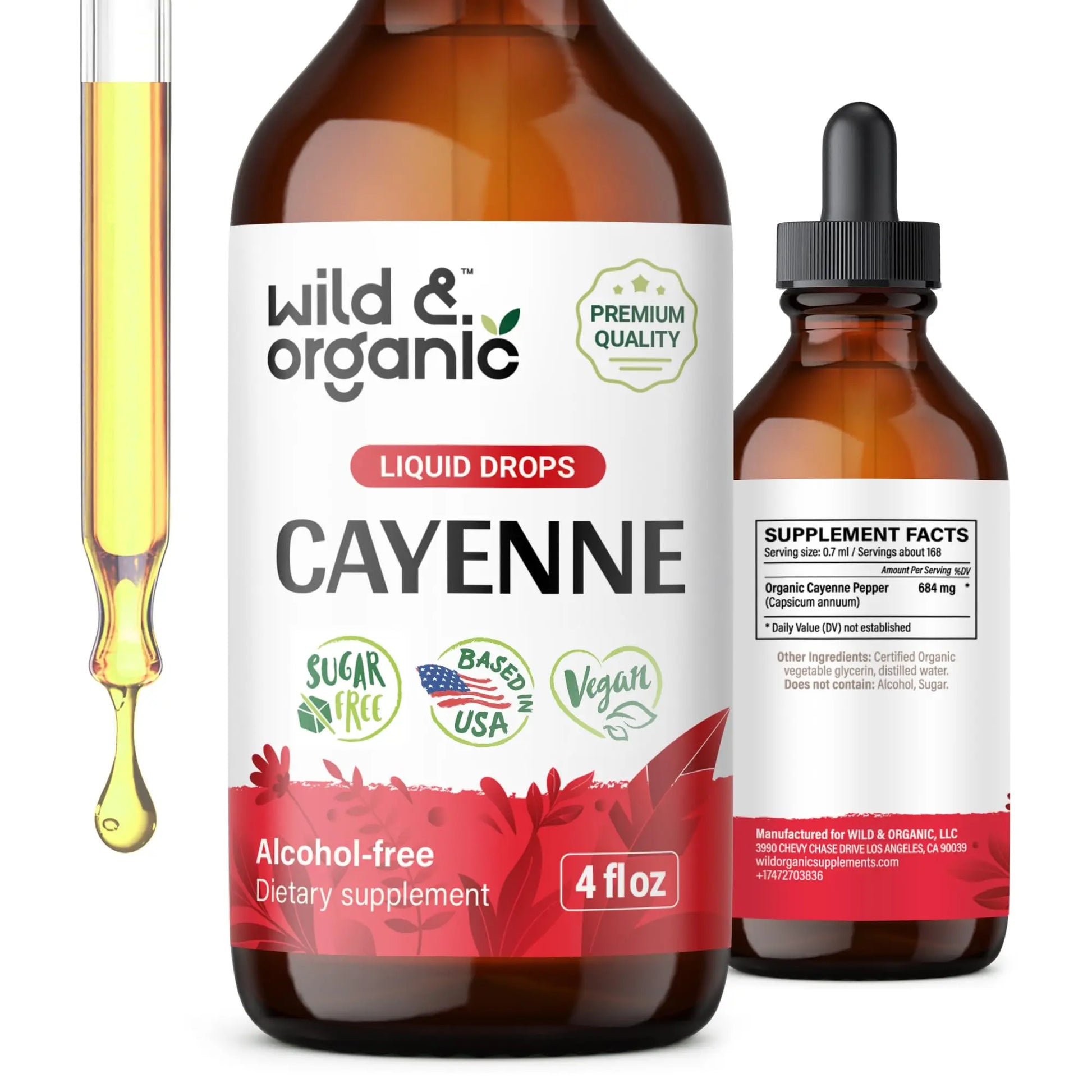 Wild & Organic Cayenne Pepper Tincture - Digestive Support with Capsaicin Extract - Cayenne Pepper Liquid Drops for Overall Well-Being - Unflavored, Vegan, Sugar & Alcohol-Free - 4 fl oz Wild & Organic buy supplements canada