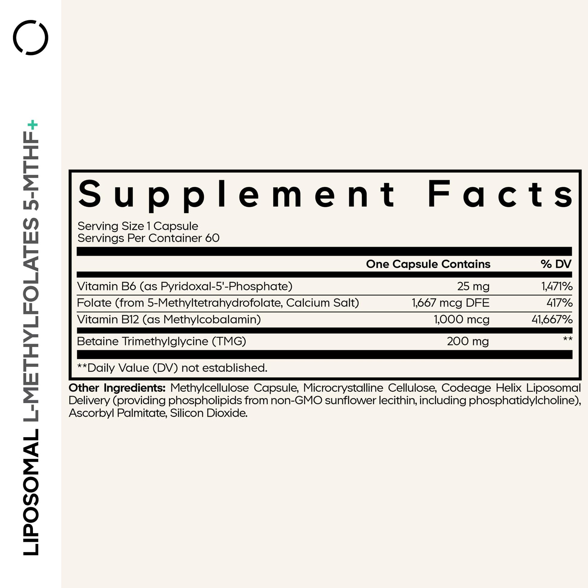 Codeage Liposomal L-Methylfolate 5-MTHF+ - Active Vitamin B9, Methylcobalamin B12, Betaine TMG, B6-2-Month Supply Multivitamins - Liposomal Delivery - Bioavailable B-Vitamin Complex - 60 Capsules Codeage buy supplements canada