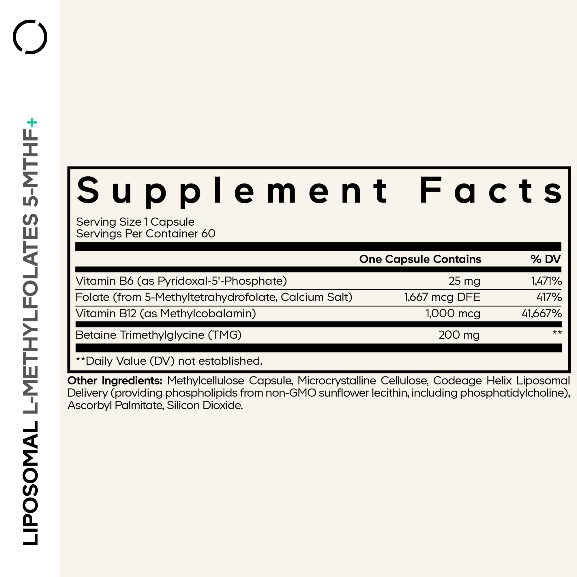 Codeage Liposomal L-Methylfolate 5-MTHF+ - Active Vitamin B9, Methylcobalamin B12, Betaine TMG, B6-2-Month Supply Multivitamins - Liposomal Delivery - Bioavailable B-Vitamin Complex - 60 Capsules Codeage buy supplements canada