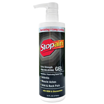 Stopain Pain Relief Gel 16oz, USA Made, Max Strength Fast Acting with Menthol, MSM, Glucosamine for Joint Pain, Back Pain, Arthritis, Knee, Neck Pain, HSA FSA Approved OTC Topical Analgesic Product Stopain buy supplements canada