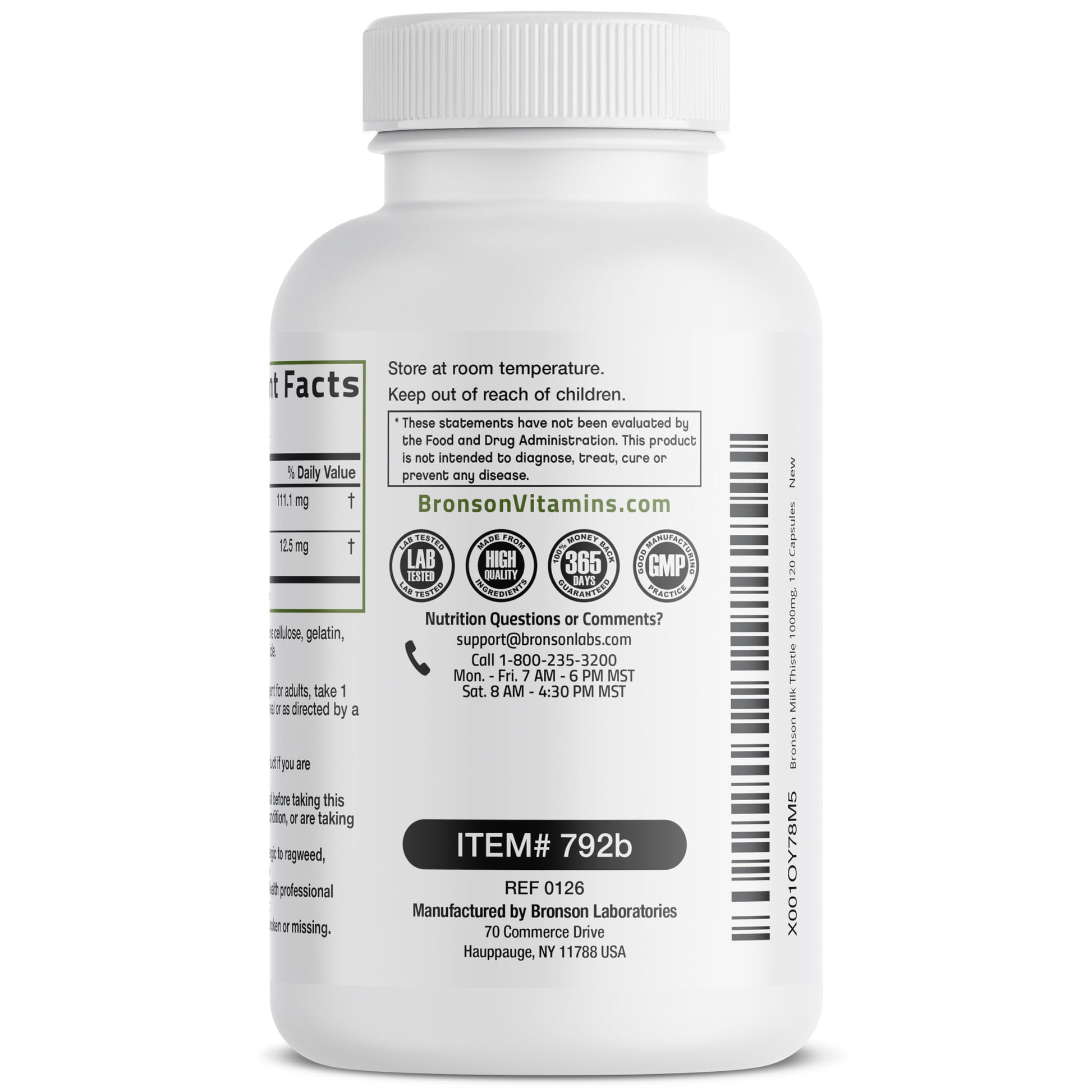Bronson Milk Thistle Silymarin Marianum & Dandelion Extract Liver Health Support, Antioxidant Support, Detox, 120 Capsules Bronson buy supplements canada