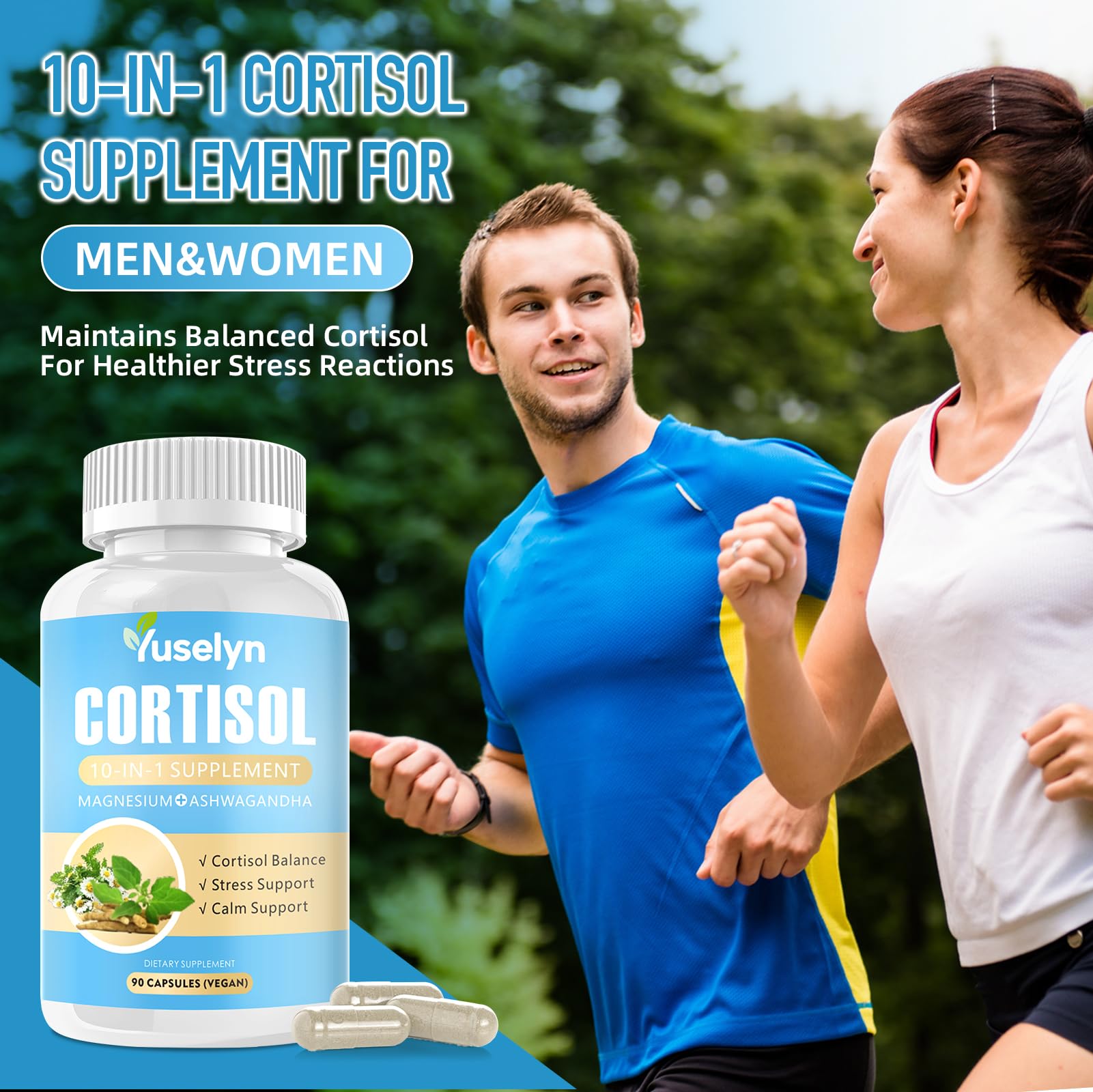 Yuselyn Cortisol Supplements for Women & Men, 10-in-1 Cortisol Detox Manager - High Cortisol Lowering Supplements with Magnesium, Ashwagandha & L-Theanine for Balanced Calm & Stress Relief Yuselyn buy supplements canada
