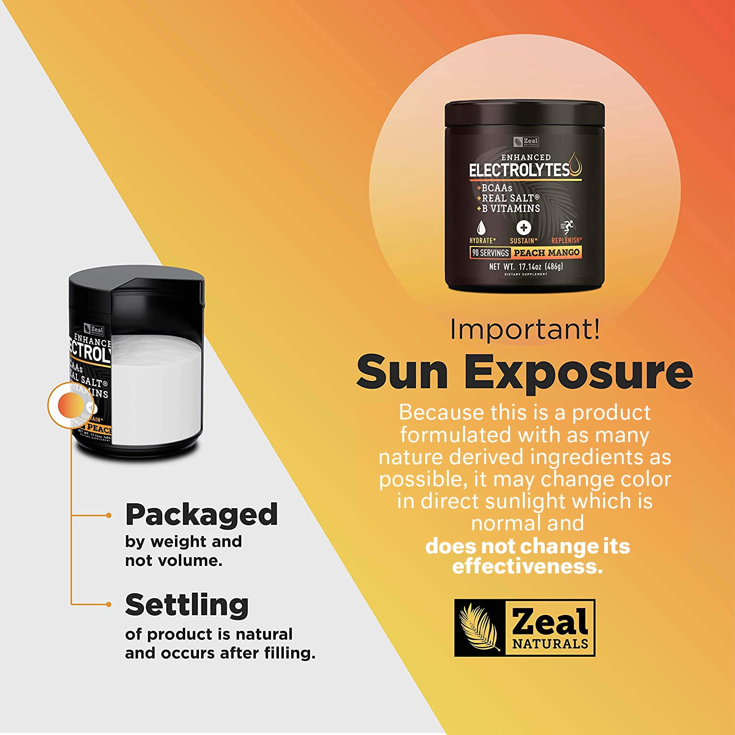 Enhanced Electrolyte Powder (Peach Mango | 90ct.) + BCAA, B-Vitamins & Real Salt Zeal Naturals buy supplements canada