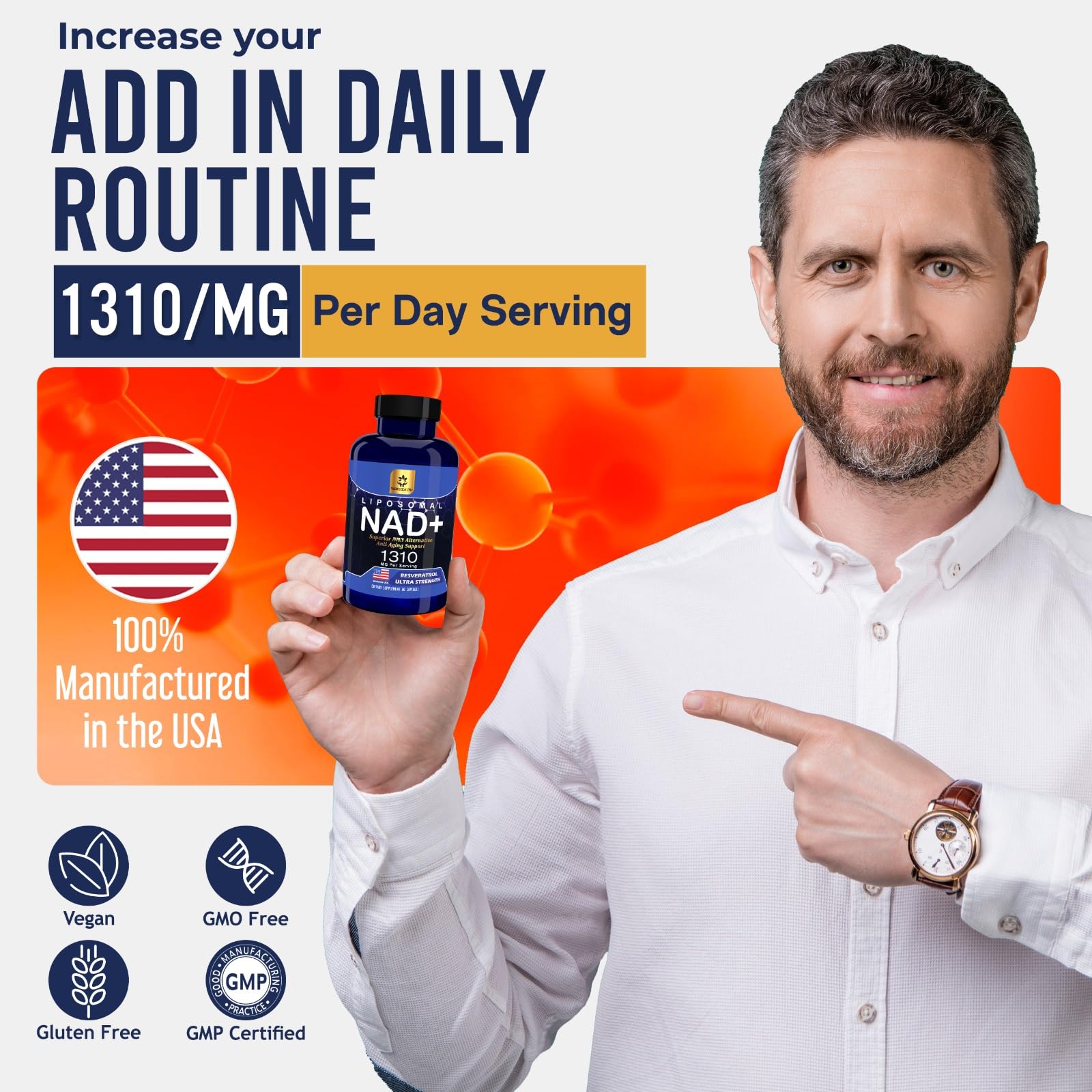 YAM Health Liposomal NAD Nicotinamide Riboside Equivalent with Trans-Resveratrol 300mg, Premium Halal NAD Supplement for Energy Metabolism, DNA Repair and Longevity, Vegan, Non-GMO (60 Count) YAM Health buy supplements canada