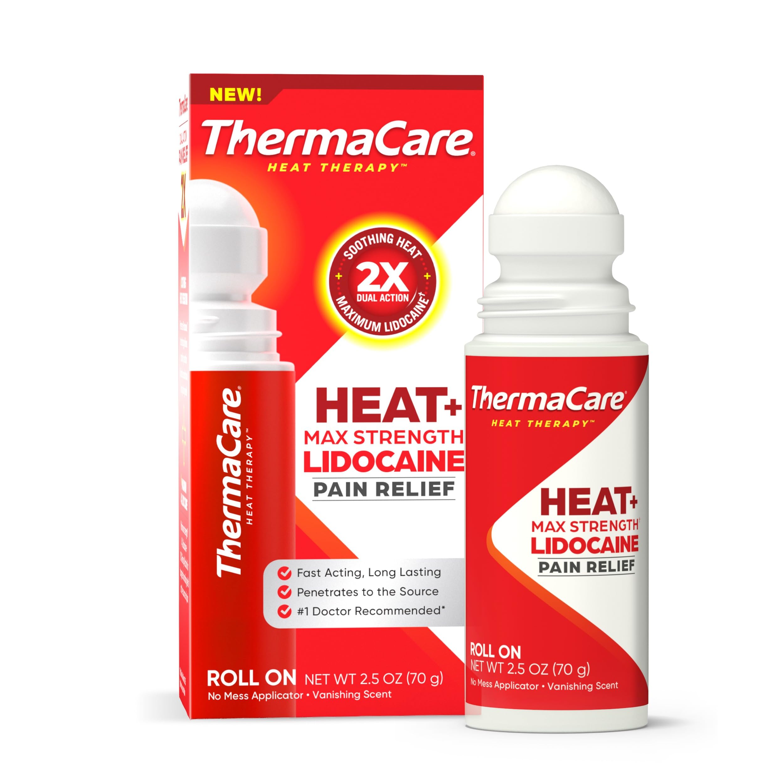 ThermaCare Heat + Max Strength 4% Lidocaine Roll-On - Dual Action Pain Relief with Patented Heatwave Technology - Targeted No-Mess Relief for Back, Neck, Muscles, & Joints ThermaCare buy supplements canada