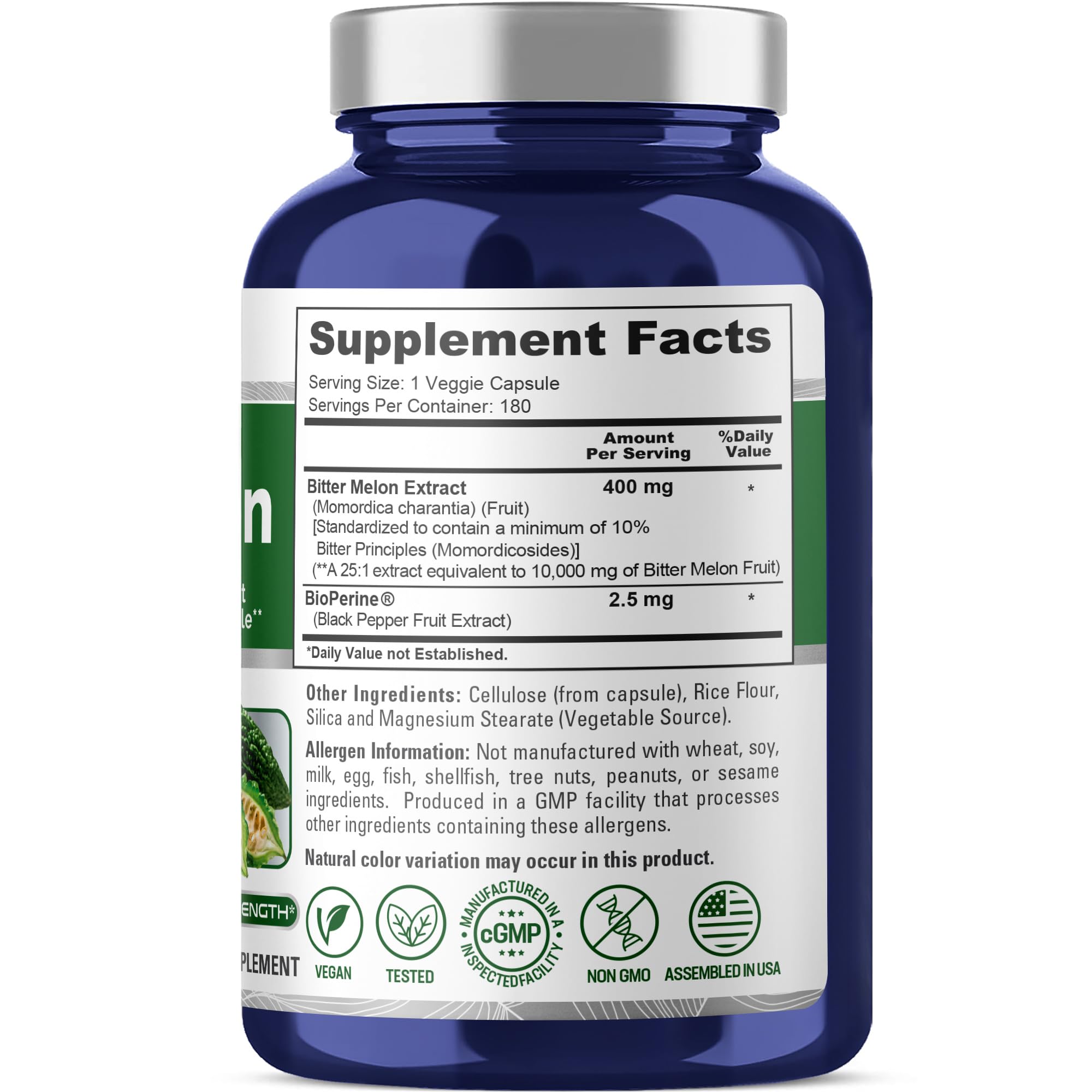 NusaPure Bitter Melon Extract 10,000 mg 180 Vegan Caps (100% Vegetarian, Non-GMO, Gluten-Free, 10% Bitter Principles) Bioperine NusaPure buy supplements canada