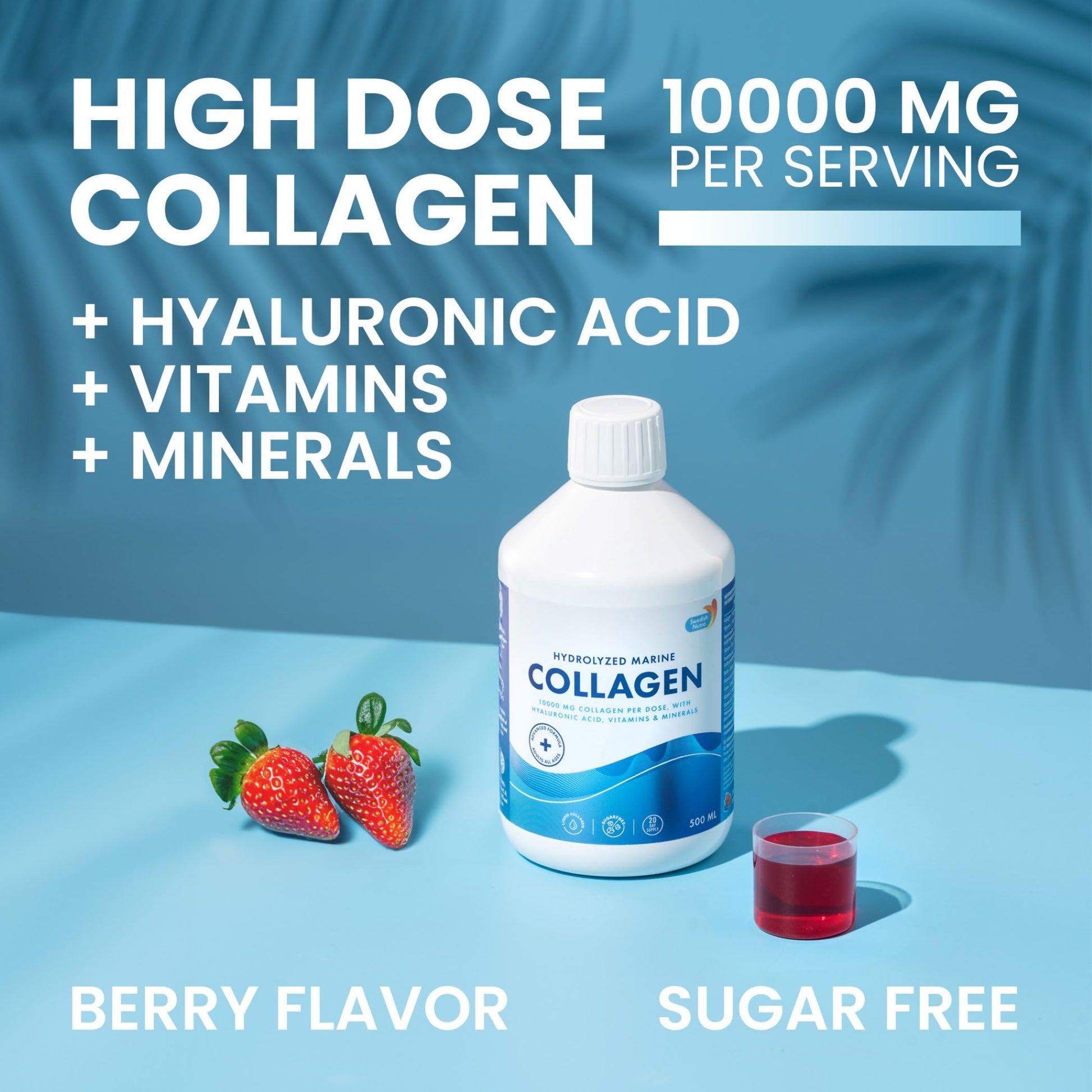 Swedish Nutra 10,000 mg Hydrolyzed Marine Collagen Liquid Supplement - 500 ml, 20 Day Supply | Hyaluronic Acid, Biotin & Vitamin C for Healthy Hair, Skin, Nails & Joints | For Men & Women | Sugar-Free Swedish Nutra buy supplements canada