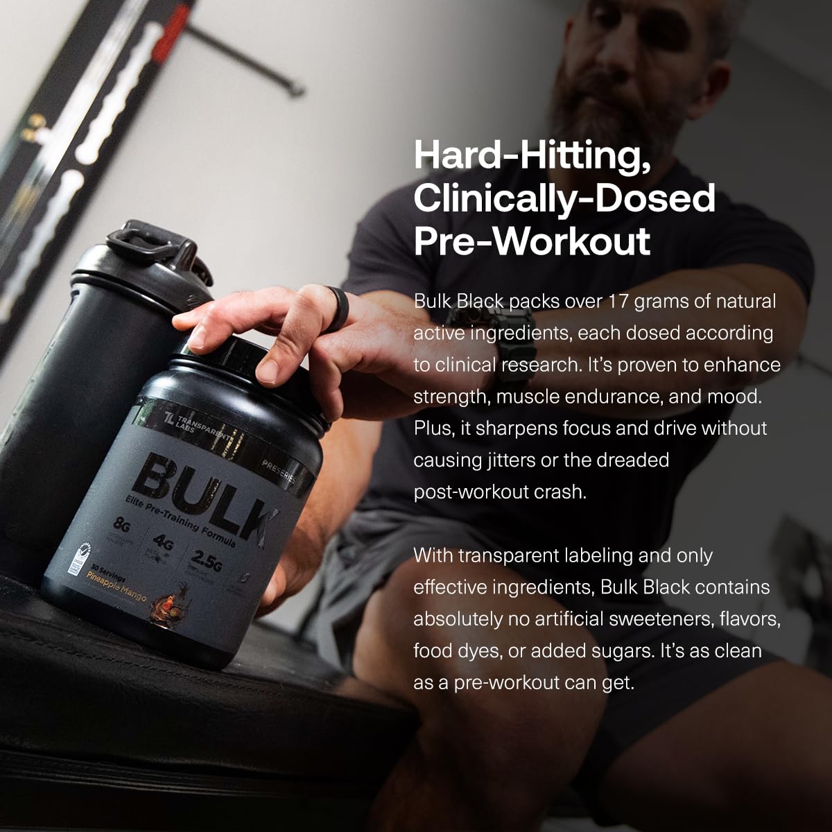 Transparent Labs Bulk Black Pre Workout - Clinically Dosed, Sugar Free Preworkout for Men and Women with Beta Alanine Powder, Citrulline Malate Transparent Labs buy supplements canada