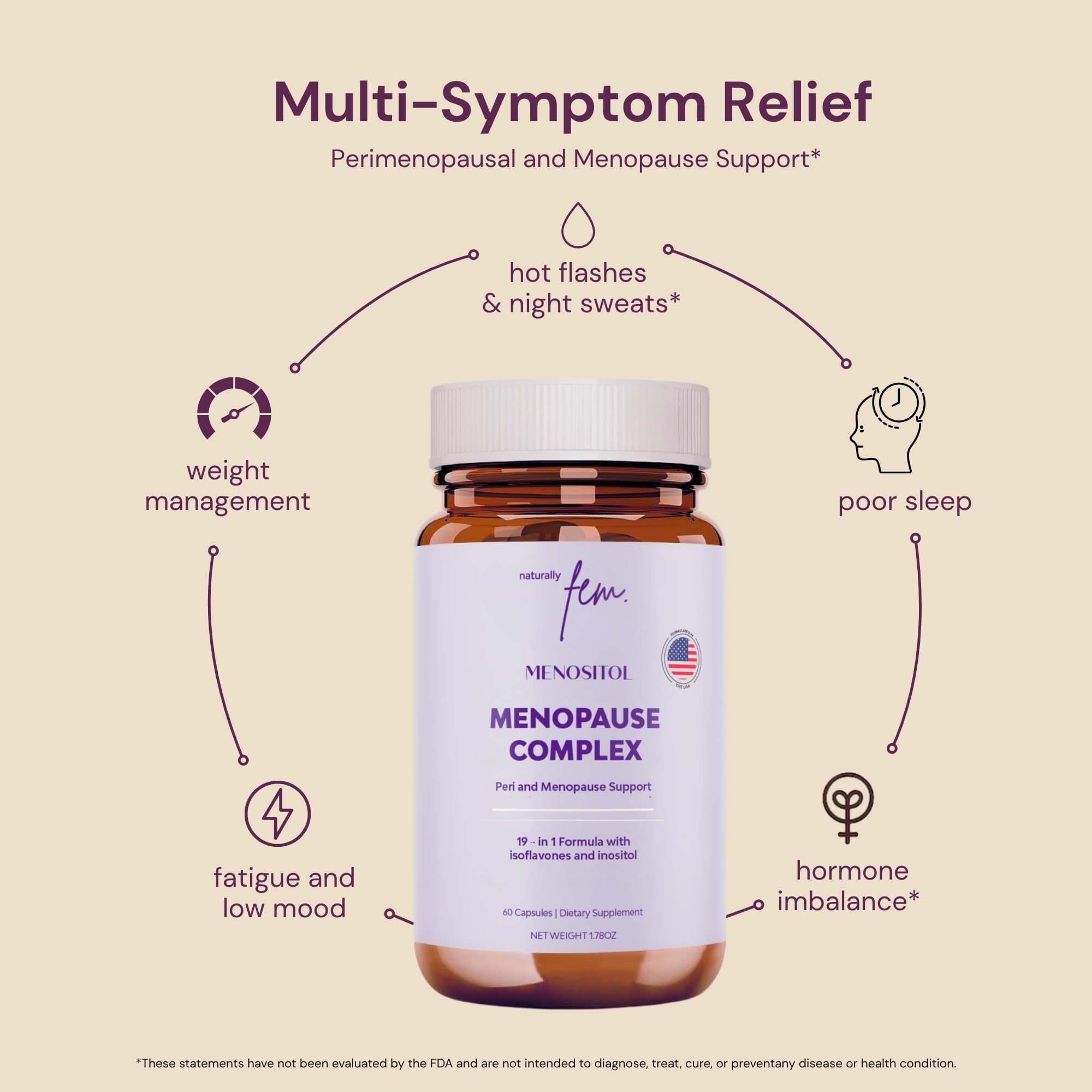 Inositol FEM Menositol 19-in-1 60Caps, Perimenopause & Menopause Supplements for Women Weight Loss with Myo-Inositol, D-chiro and Isoflavones, Control Metabolic Health, 100% Natural, Hormone, SoyFree QSTA buy supplements canada