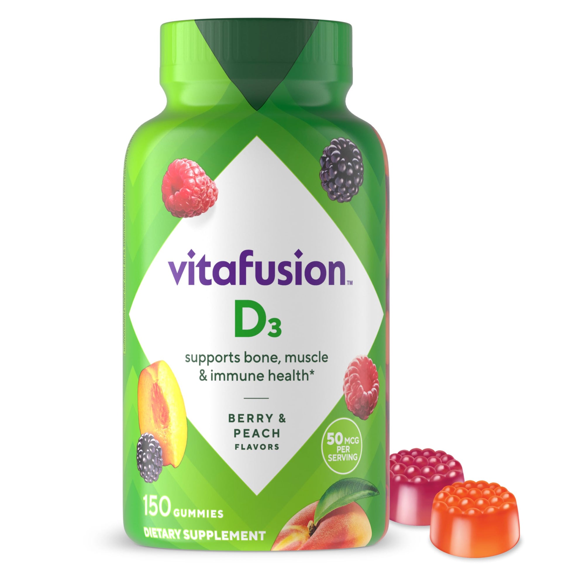 vitafusion Vitamin D3 Gummies, Bone and Immune Support, Peach, Blackberry, Strawberry Flavored Vitafusion buy supplements canada