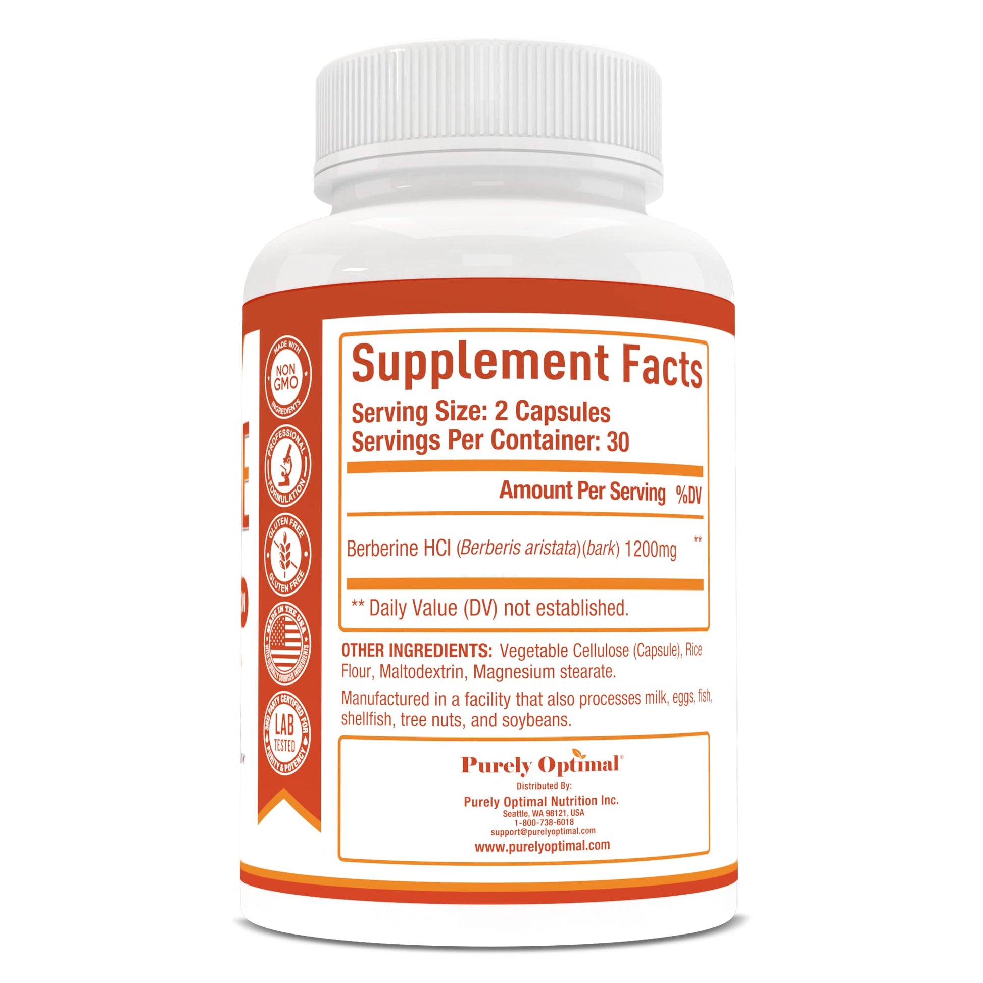 Purely Optimal Premium Berberine Supplement - 1200mg Berberine HCl, Non-GMO Purely Optimal buy supplements canada