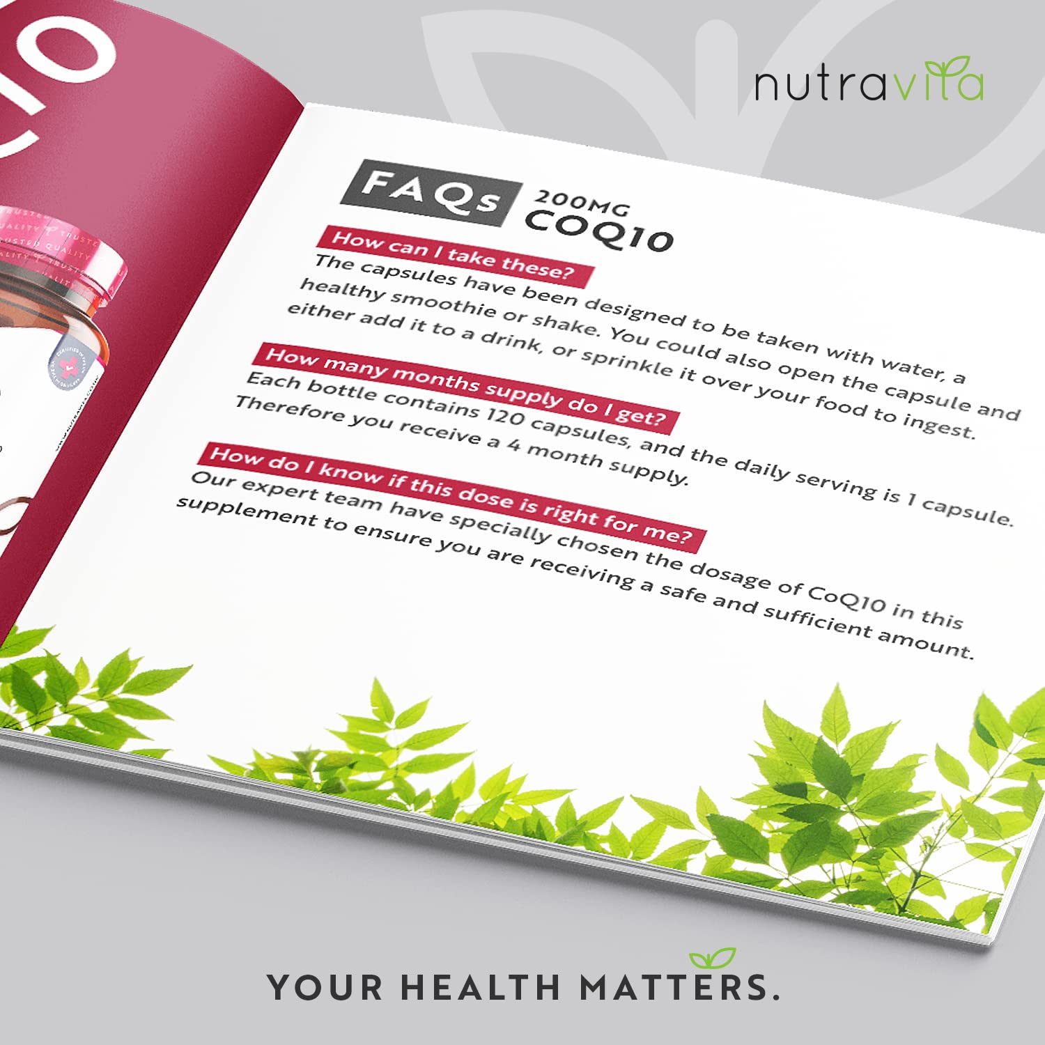 CoQ10 200mg - 120 Vegan Capsules of High Strength Co Enzyme Q10 (4 Months Supply) Nutravita buy supplements canada