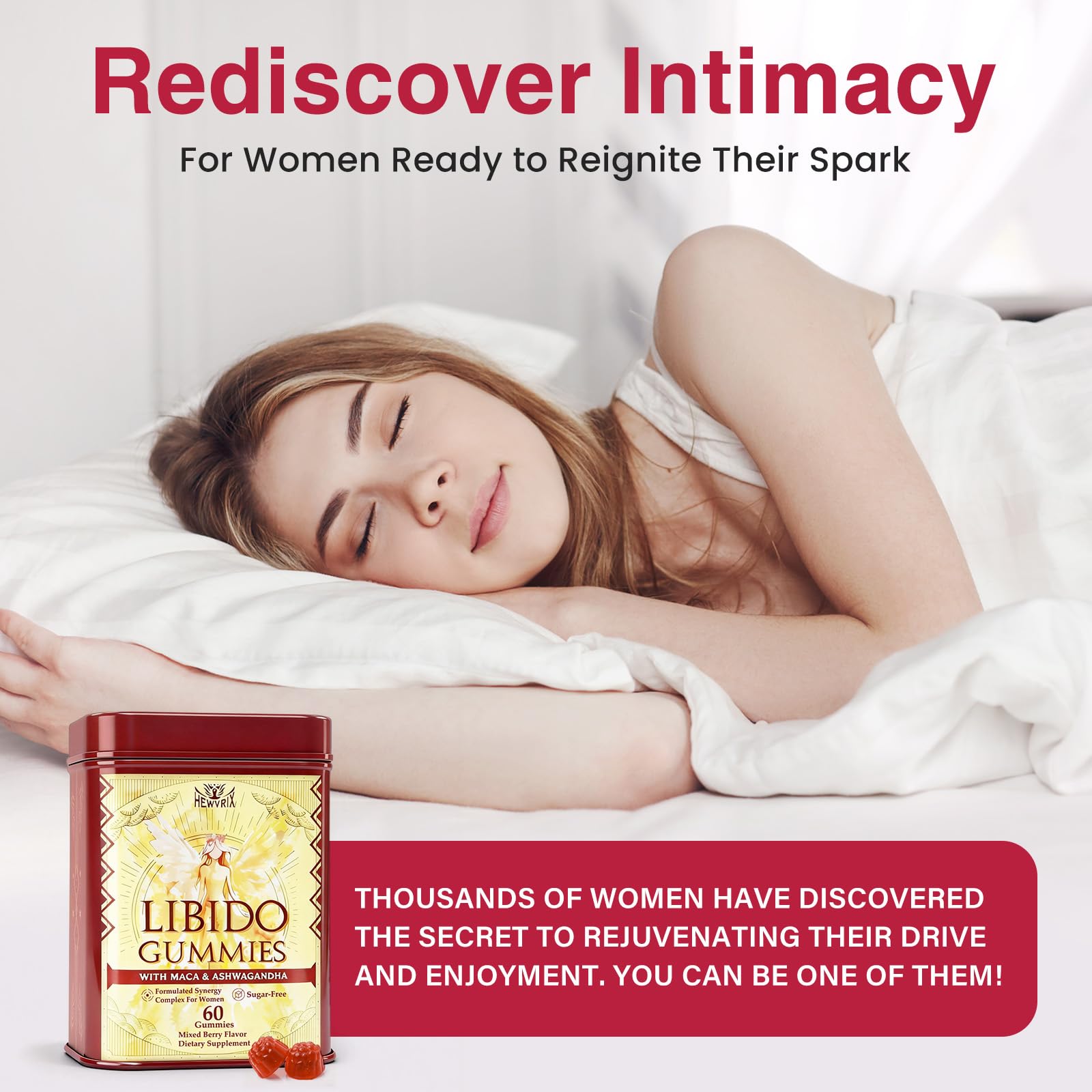 Libido Booster for Women with 1500mg Maca & 1000mg Ashwagandha, Vitamin D & B6, for Energy, Mood - Strongest Female Libido Booster + Hormone Balance for Women Cortisol Reducer | 0 Sugar, 60 Gummies Hewvrix buy supplements canada