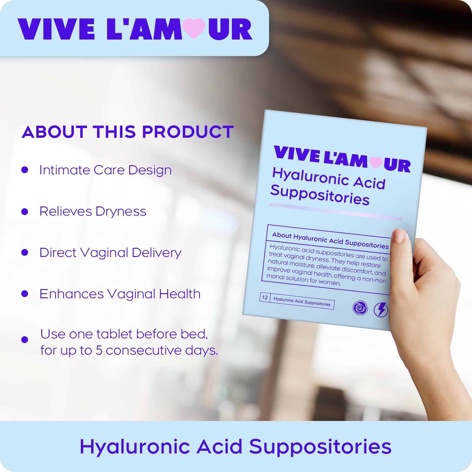 Vive L'Amour 15mg Hyaluronic Acid Vaginal Suppositories (2-Pack, 24 Count), Vaginal Moisturizer, Continuous Hydration, Relieves Vaginal Dryness, Restores Natural Softness & Elasticity, Vaginal Health Vive L'Amour buy supplements canada