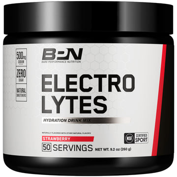 BARE PERFORMANCE NUTRITION BPN Electrolytes Hydration Drink Mix | Sugar Free Electrolyte Powder | 500mg Sodium per Serving | Naturally Sweetened | Strawberry, 50 Servings BARE PERFORMANCE NUTRITION buy supplements canada