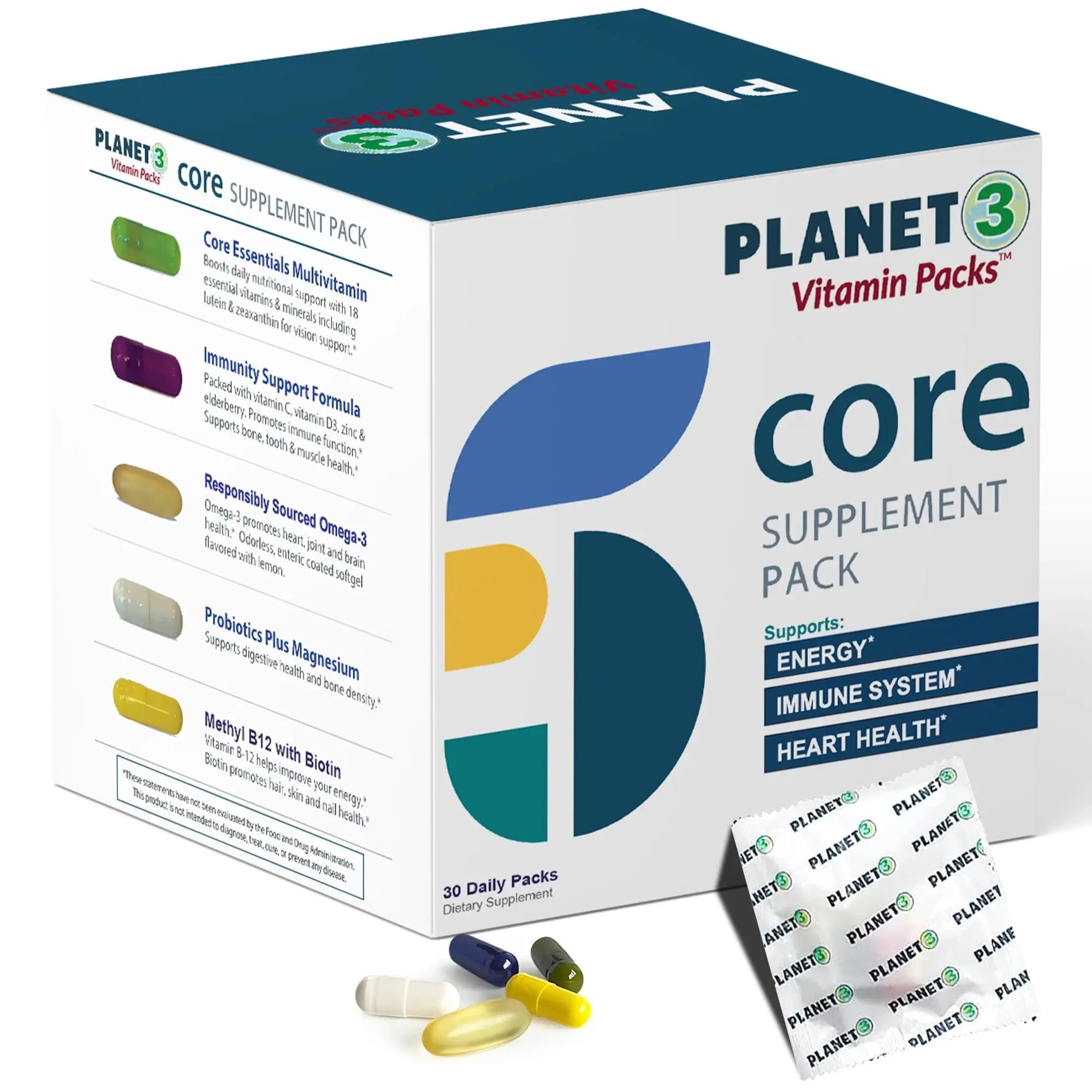 Daily Vitamin Packs for Men & Women – Immune, Energy & Heart Support with Vitamin D3, Omega-3, Probiotics, Methyl B12 & Vitamin C Planet 3 buy supplements canada