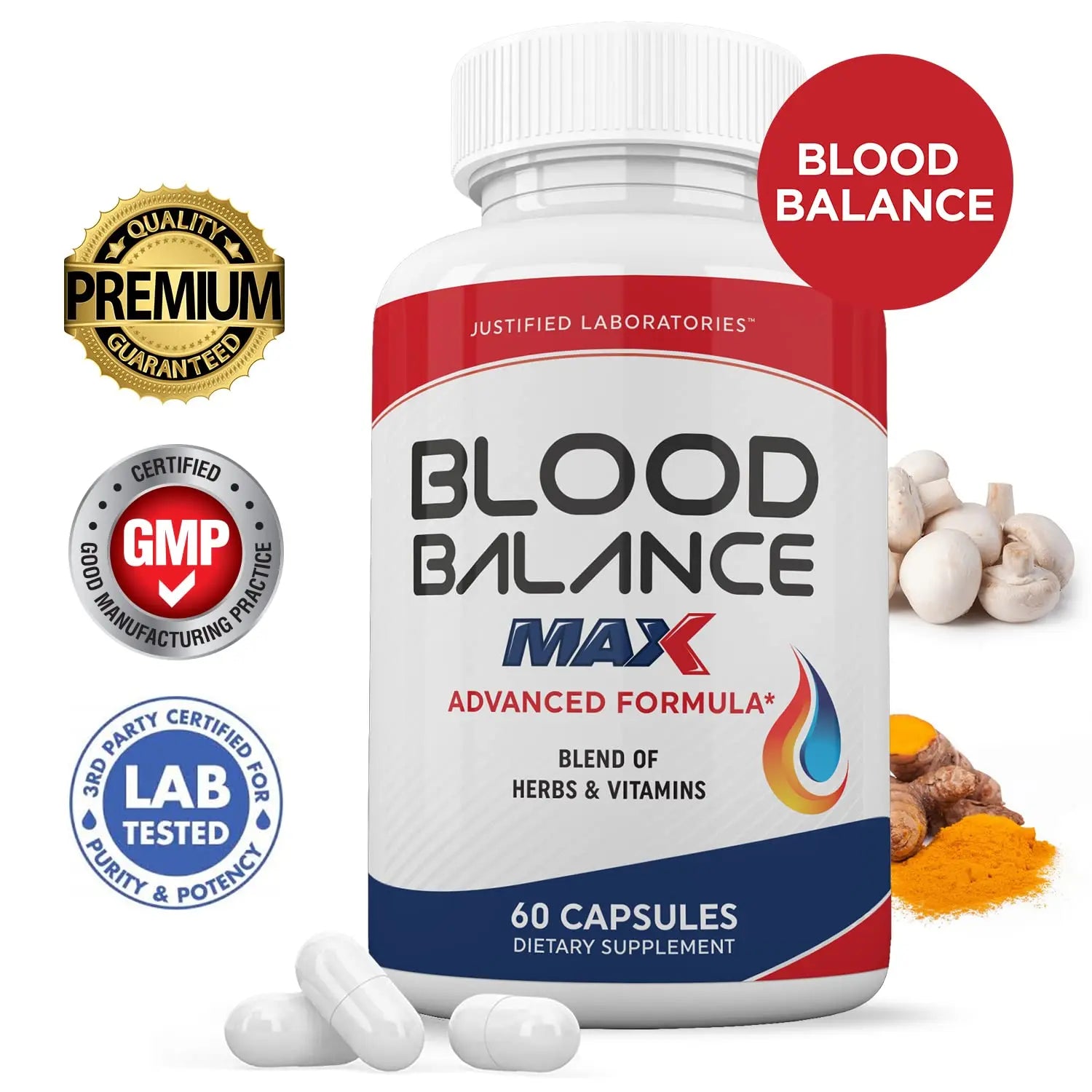 Justified Laboratories (3 Pack) Blood Balance Max 1295MG Supplement Pills 180 Capsules Justified Laboratories buy supplements canada